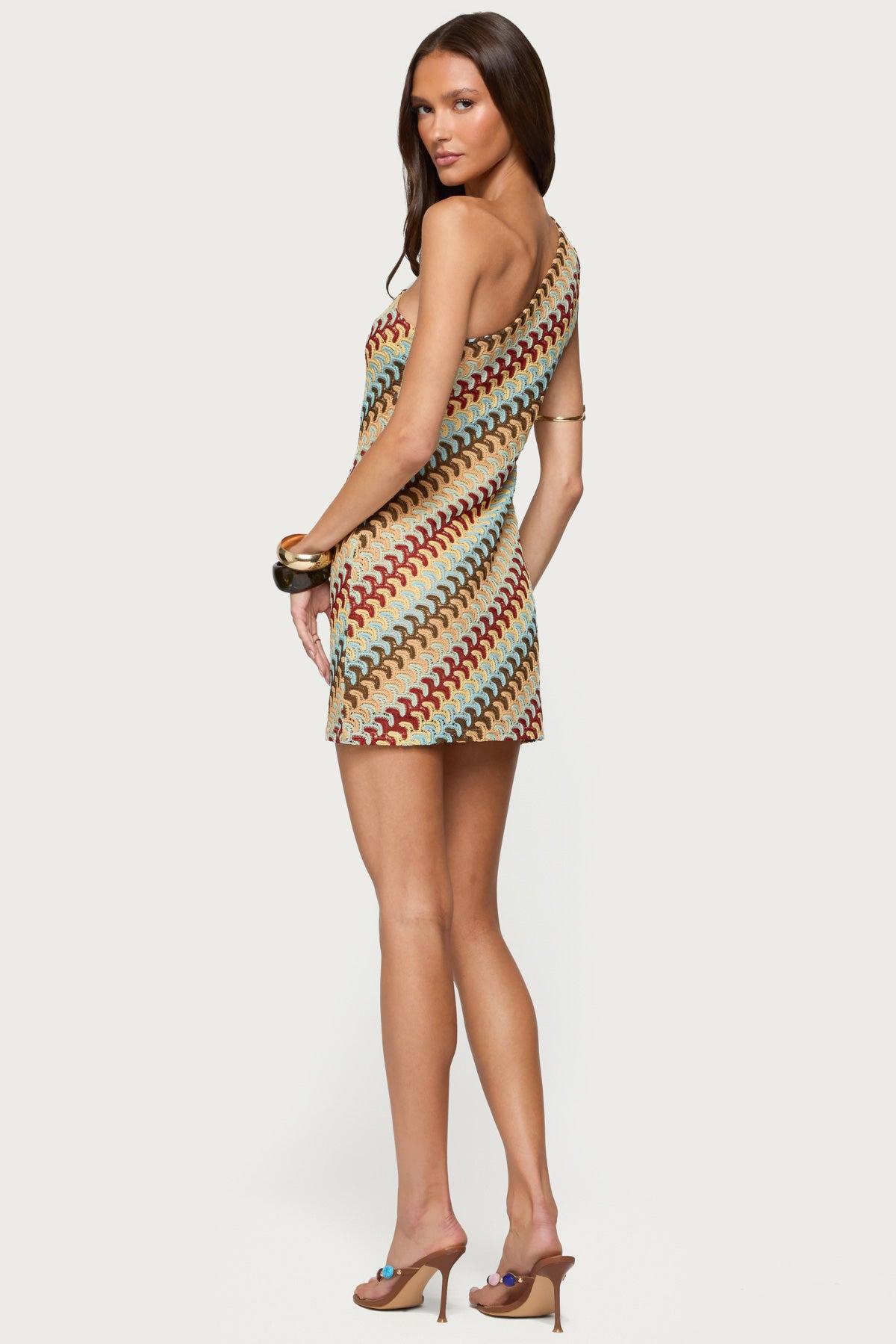 Agua Zigzag One Shoulder Mini Dress Product Image