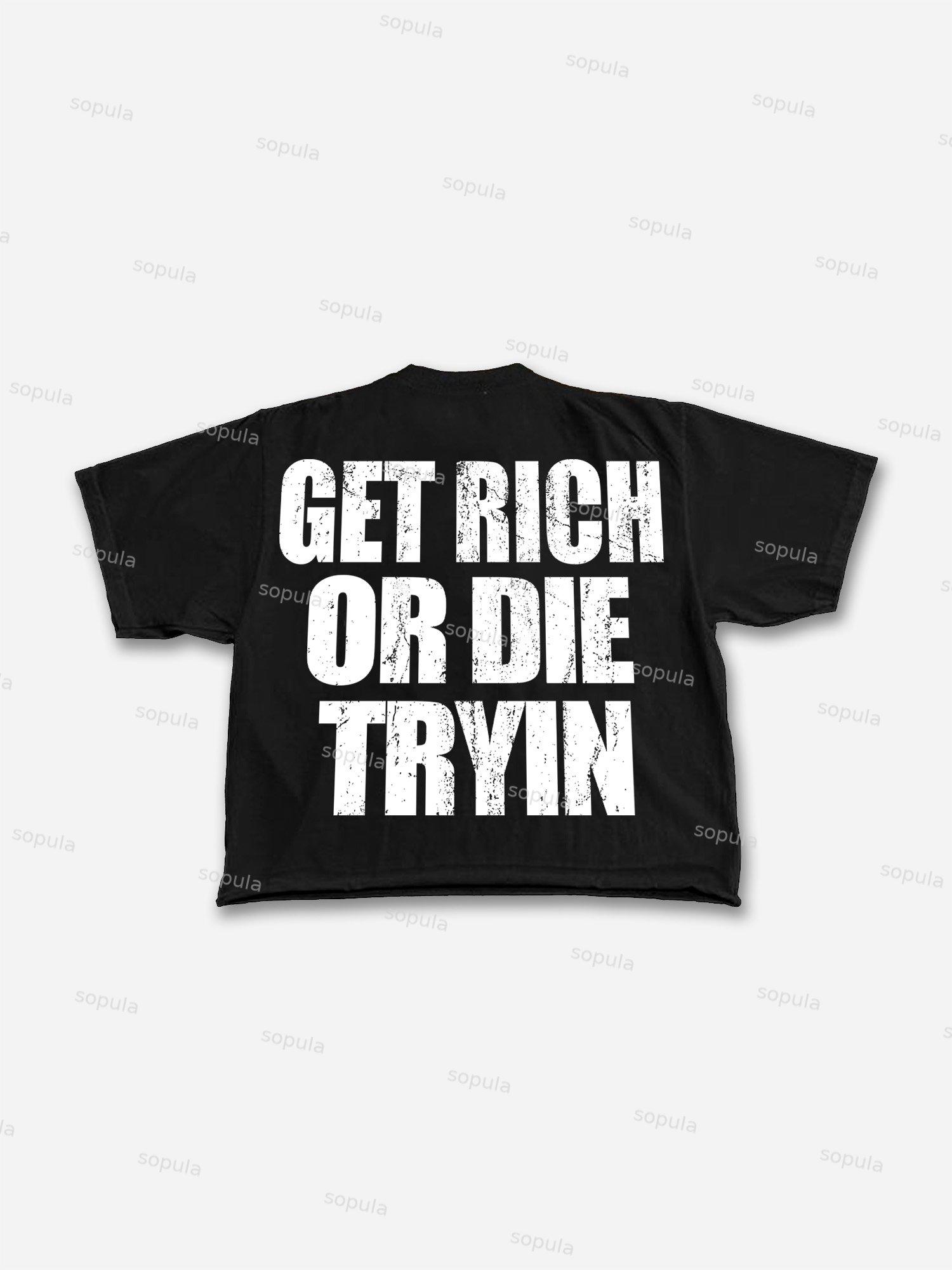 Oversized Get Rich Money Portrait Print Cropped T-shirt Product Image