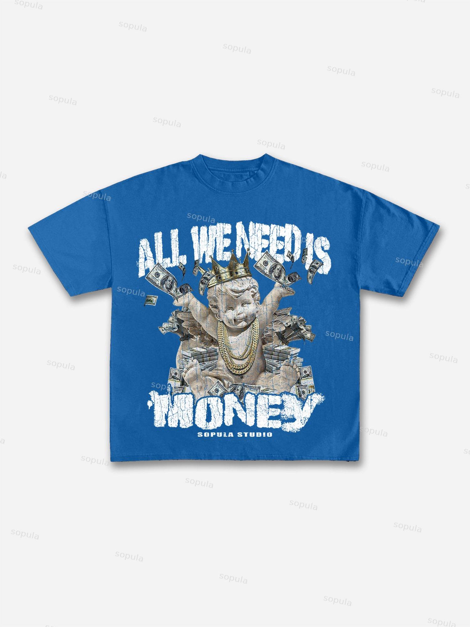 Money Angel Graphic Print Cotton T-shirt Product Image