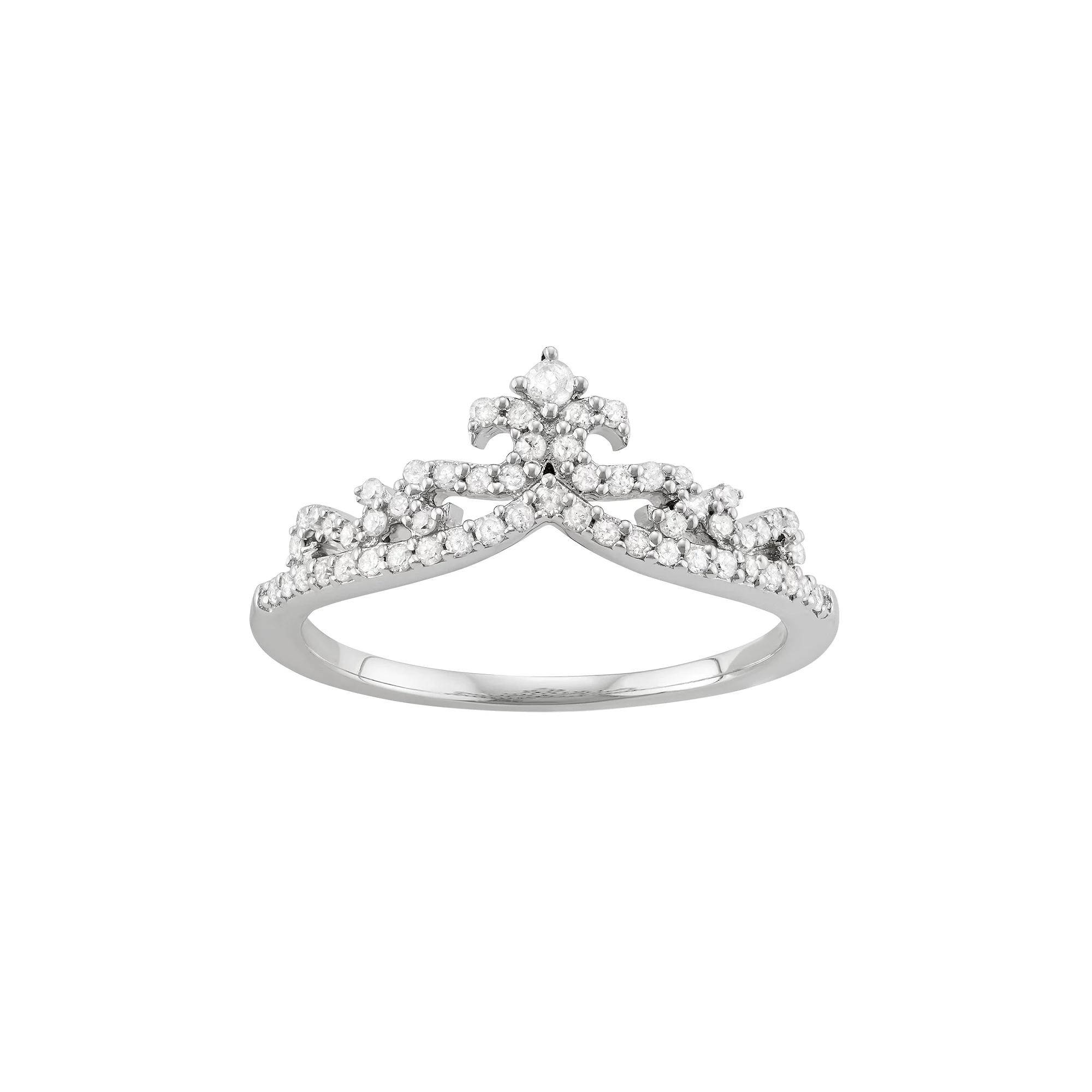 Sterling Silver 1/3 Carat T.W. Diamond Crown Ring, Women's, Size: 9 Product Image