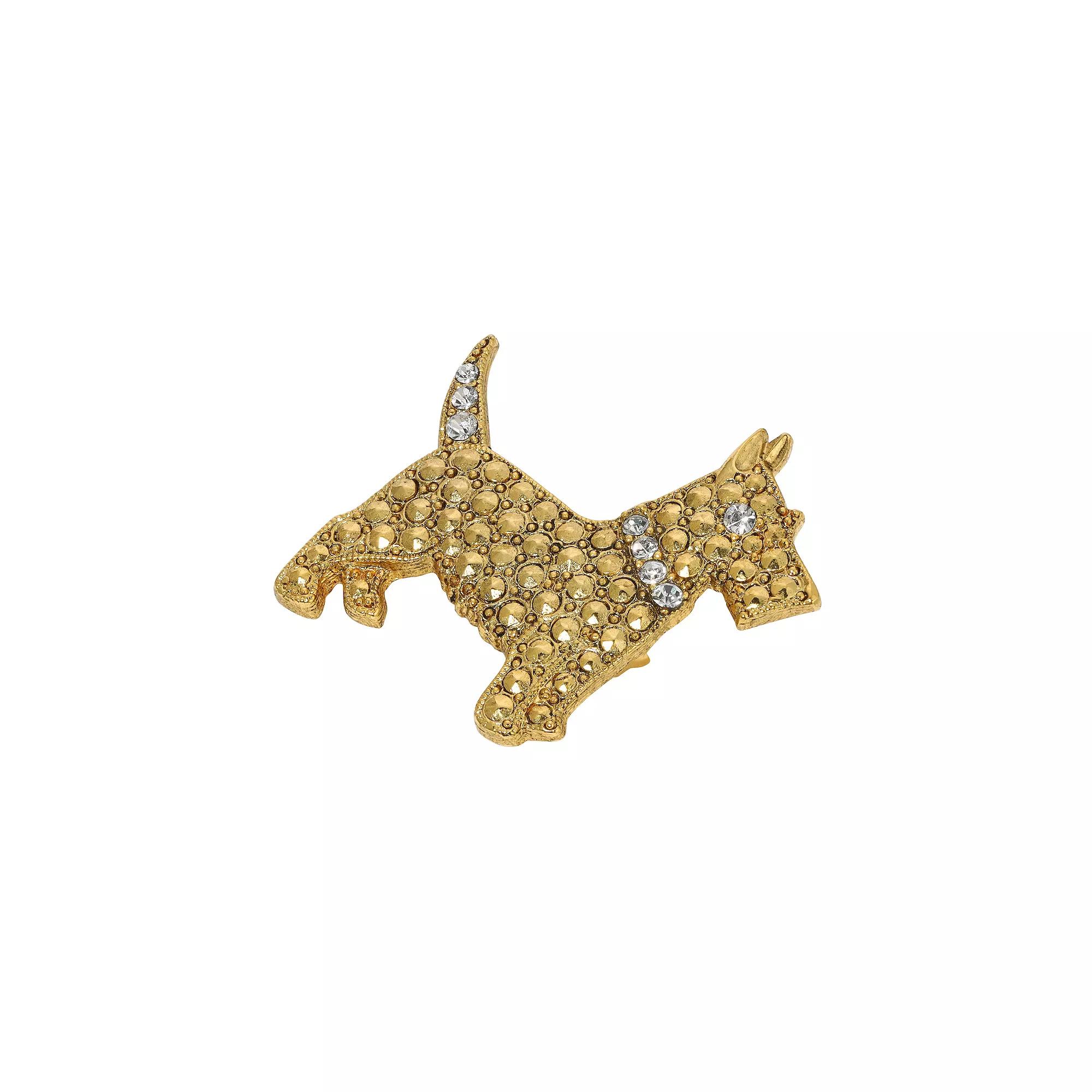 1928 Crystal Scottish Terrier Pin, Womens, Yellow Product Image