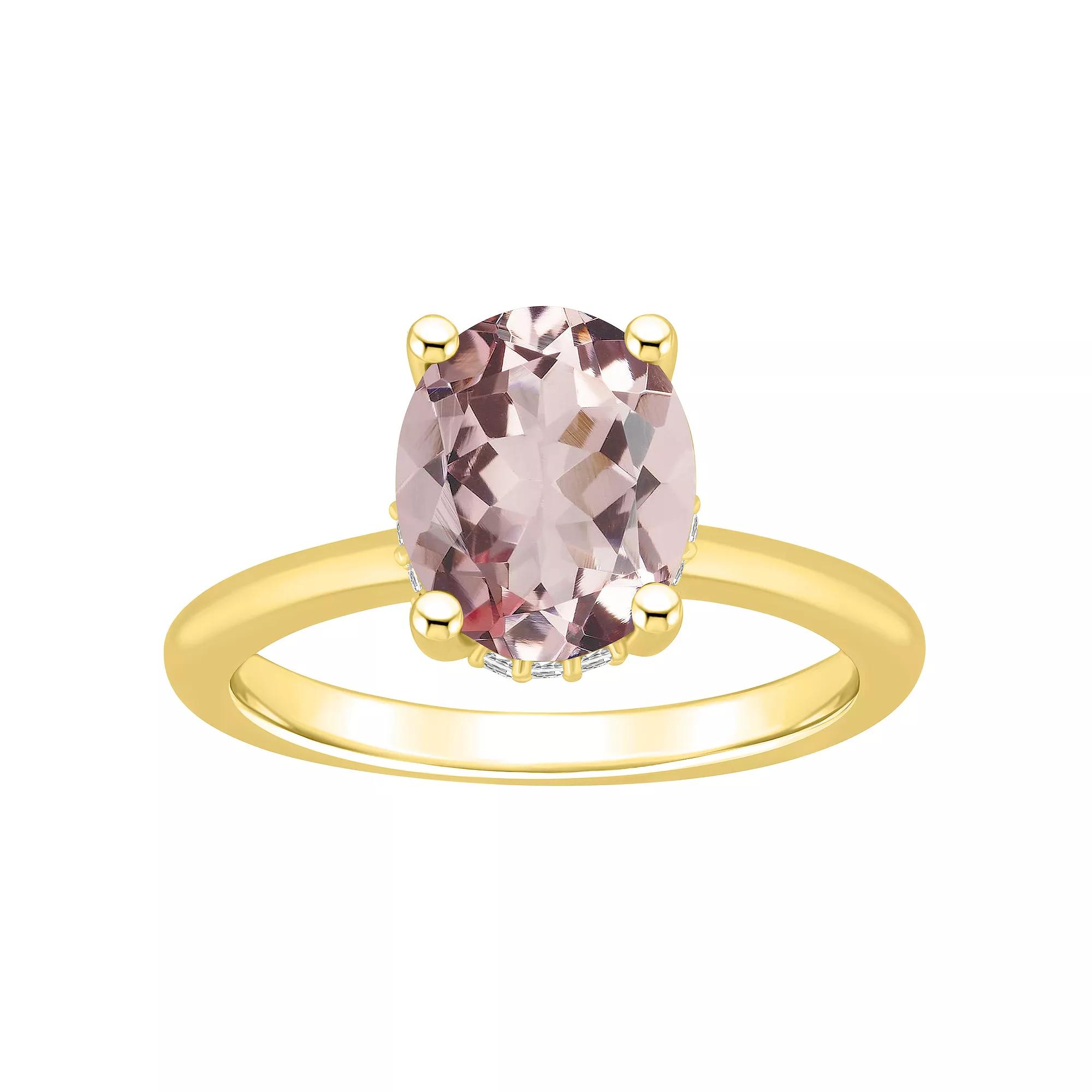 Alyson Layne 14k Gold Oval Morganite & Diamond Accent Ring, Womens Product Image