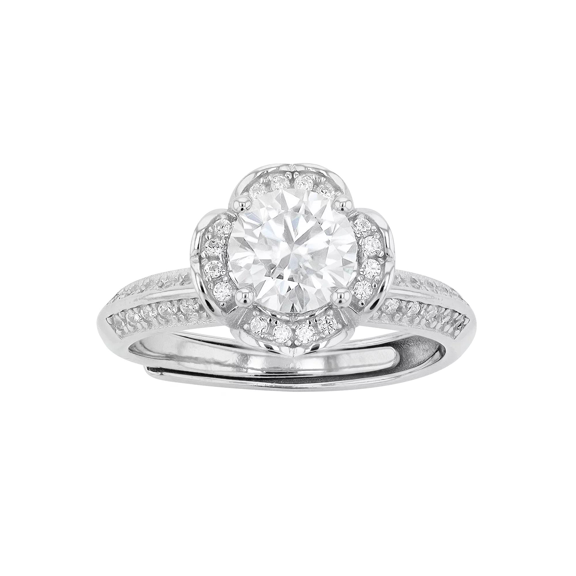 Stella Valentino Sterling Silver Lab Created Moissanite Tulip Adjustable Ring, Womens Product Image