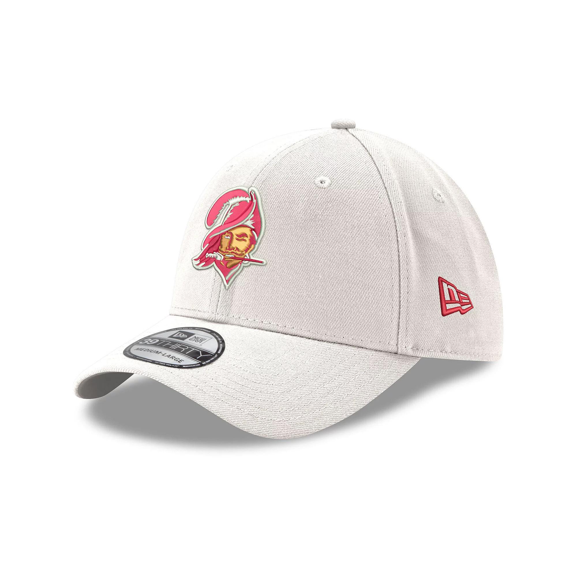 Men's New Era White Tampa Bay Buccaneers Throwback Logo Iced II 39THIRTY Flex Hat, Size: Medium/Large Product Image