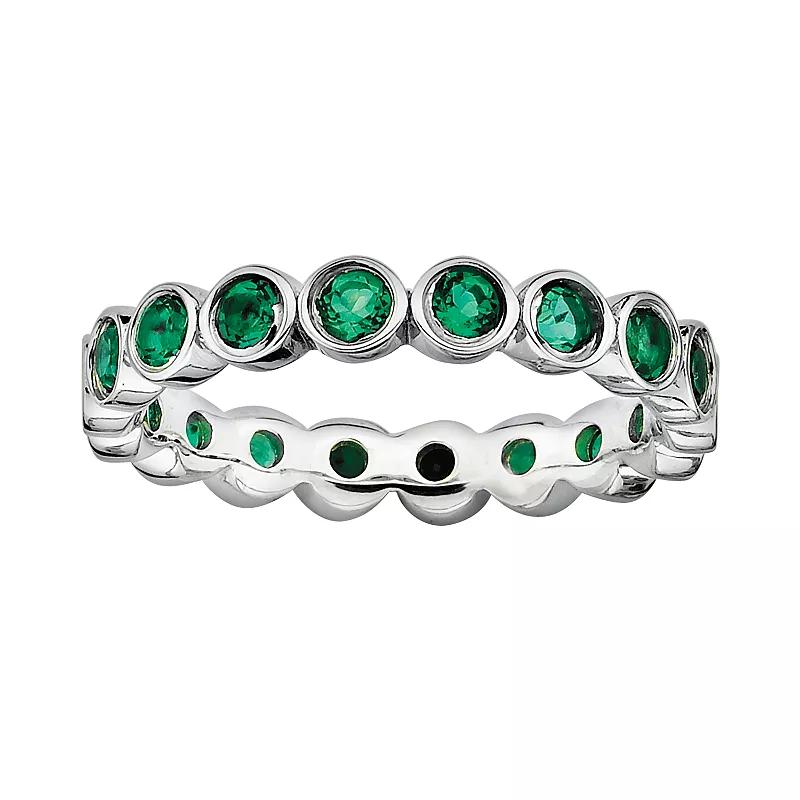 Stacks & Stones Sterling Silver Lab-Created Emerald Stack Ring, Women's, Size: 9 Product Image