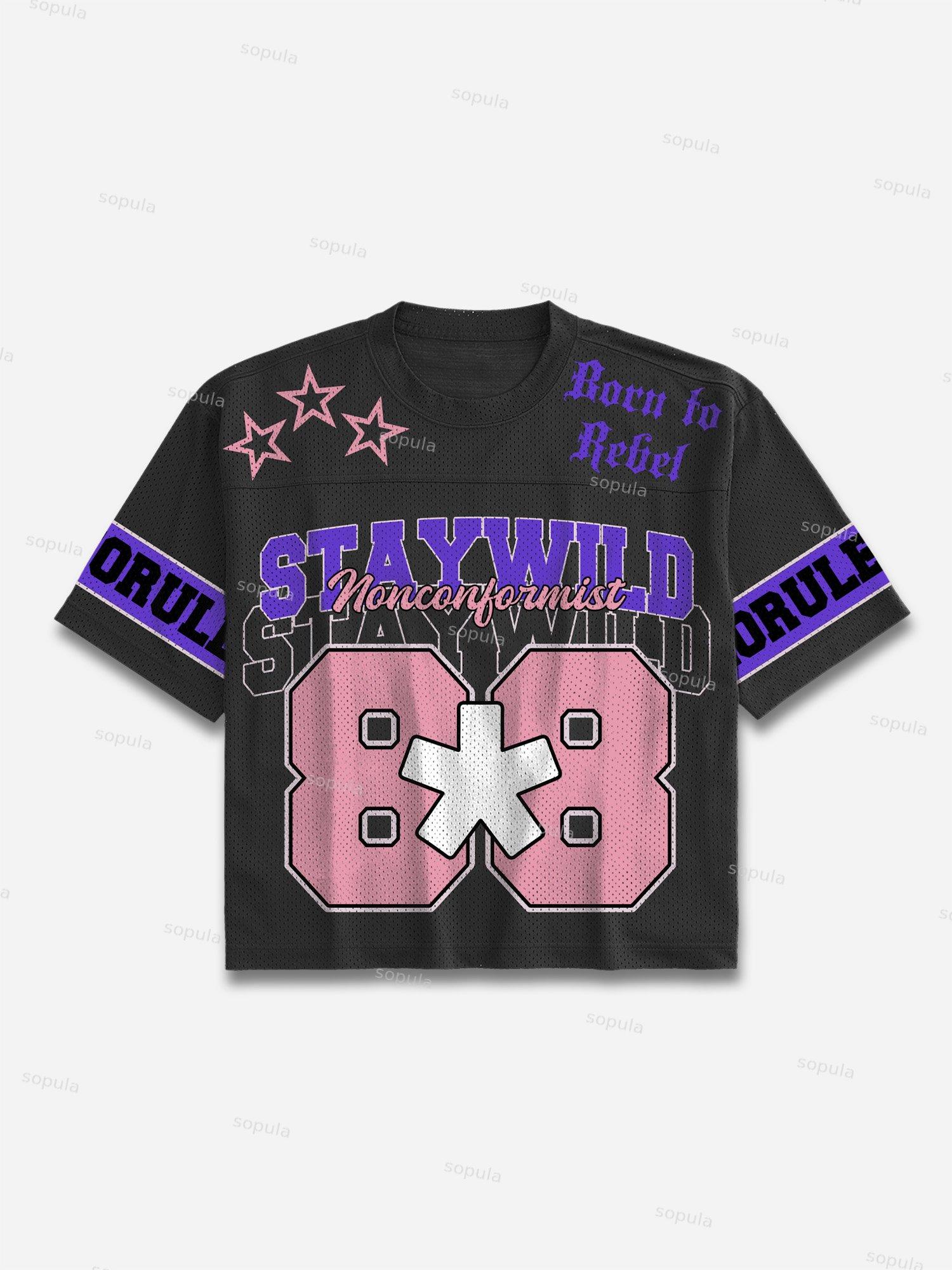 Y2k Street Stay Wild Blokecore Mesh Football Jersey T-shirt Product Image