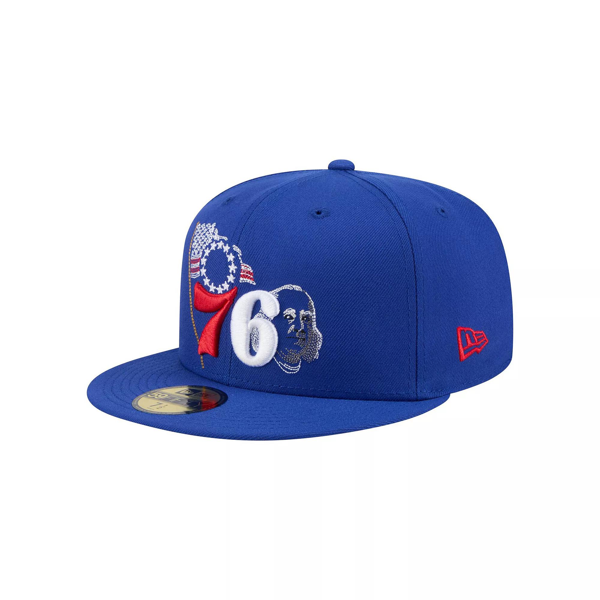 Men's New Era Royal Philadelphia 76ers State Stitch 59FIFTY Fitted Hat,  Product Image