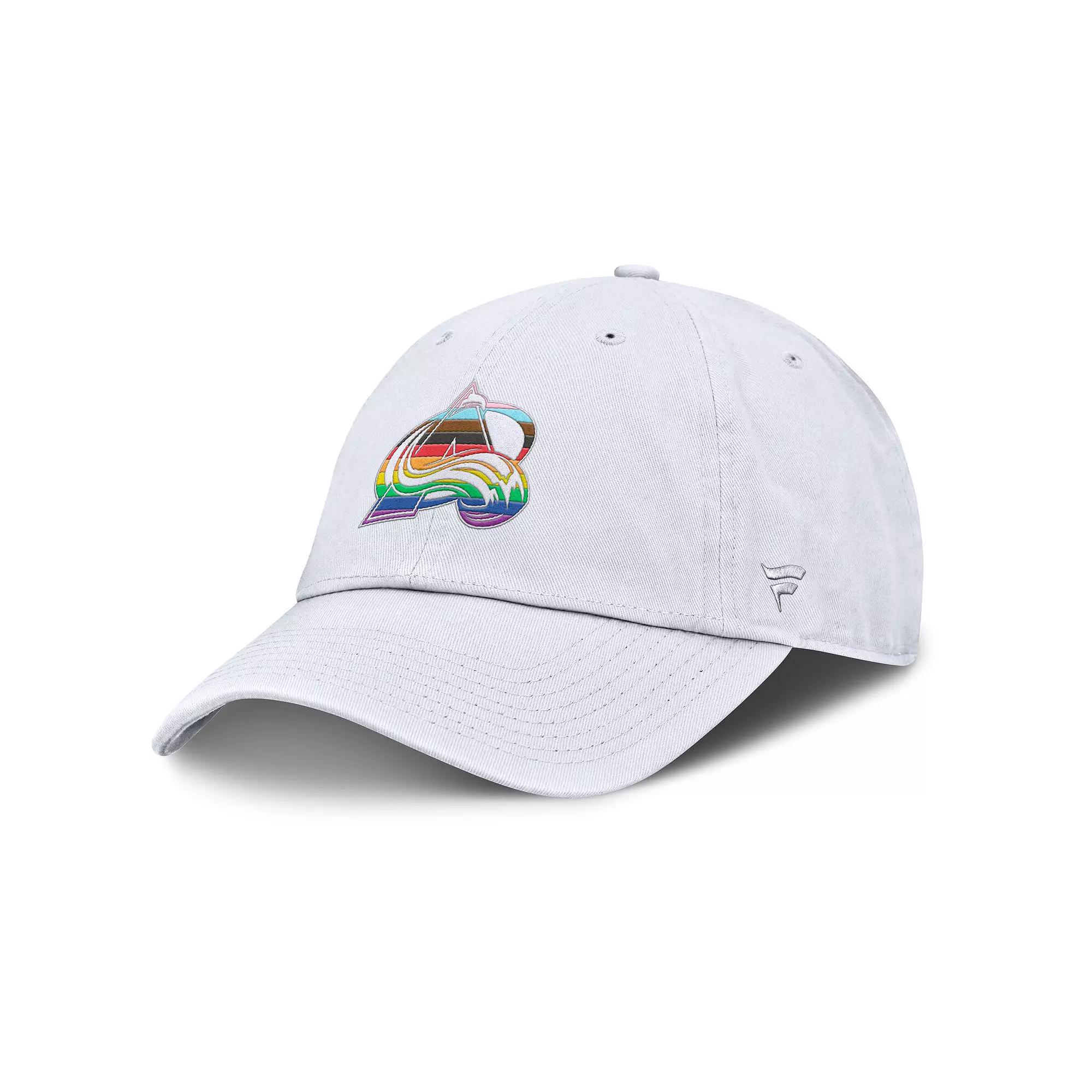 Men's Fanatics White Colorado Avalanche PRIDE Adjustable Hat Product Image