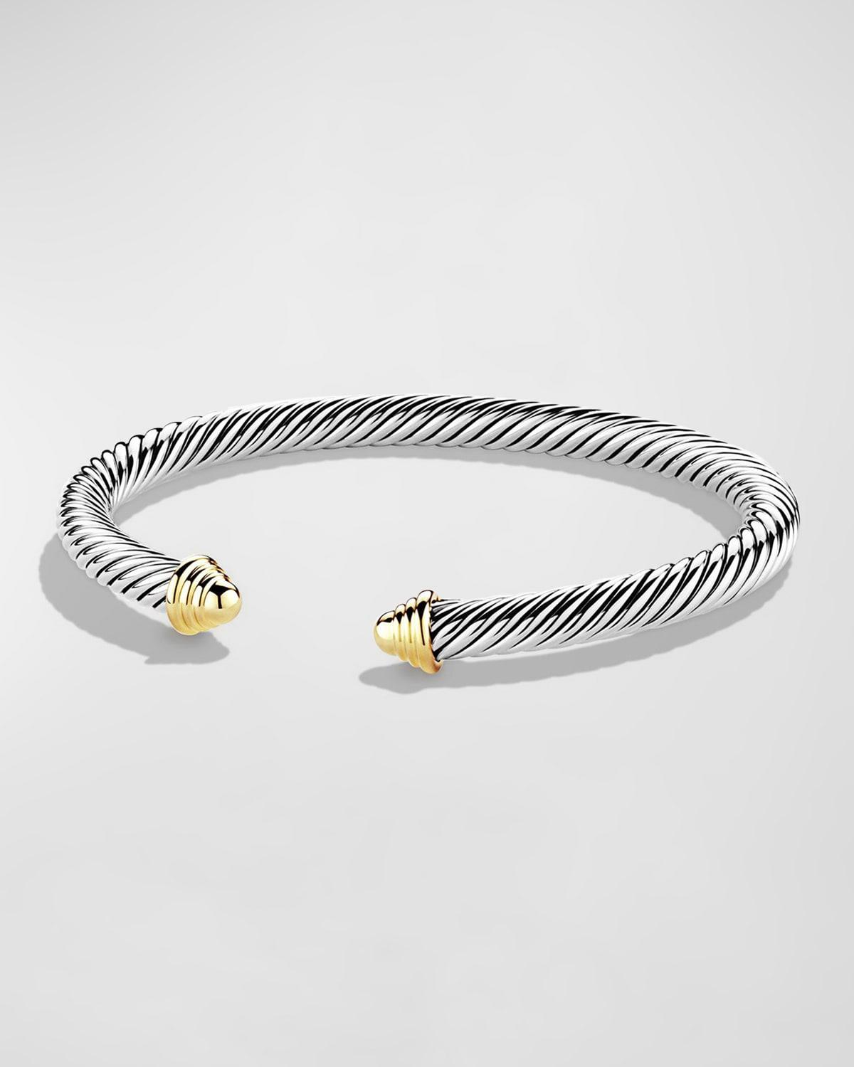 Cable Bracelet in Silver with 14K Gold, 5mm Product Image