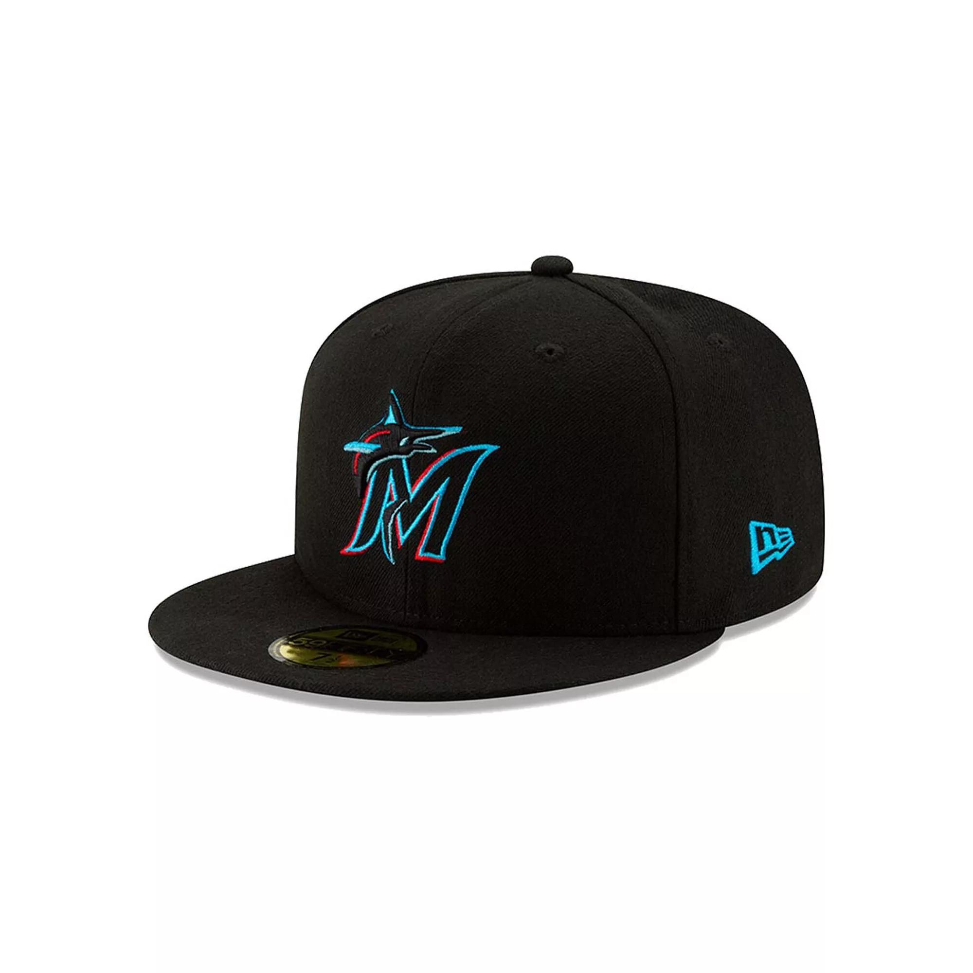 Men's New Era Miami Marlins Black On-Field Authentic Collection 59FIFTY Fitted Hat,  Product Image