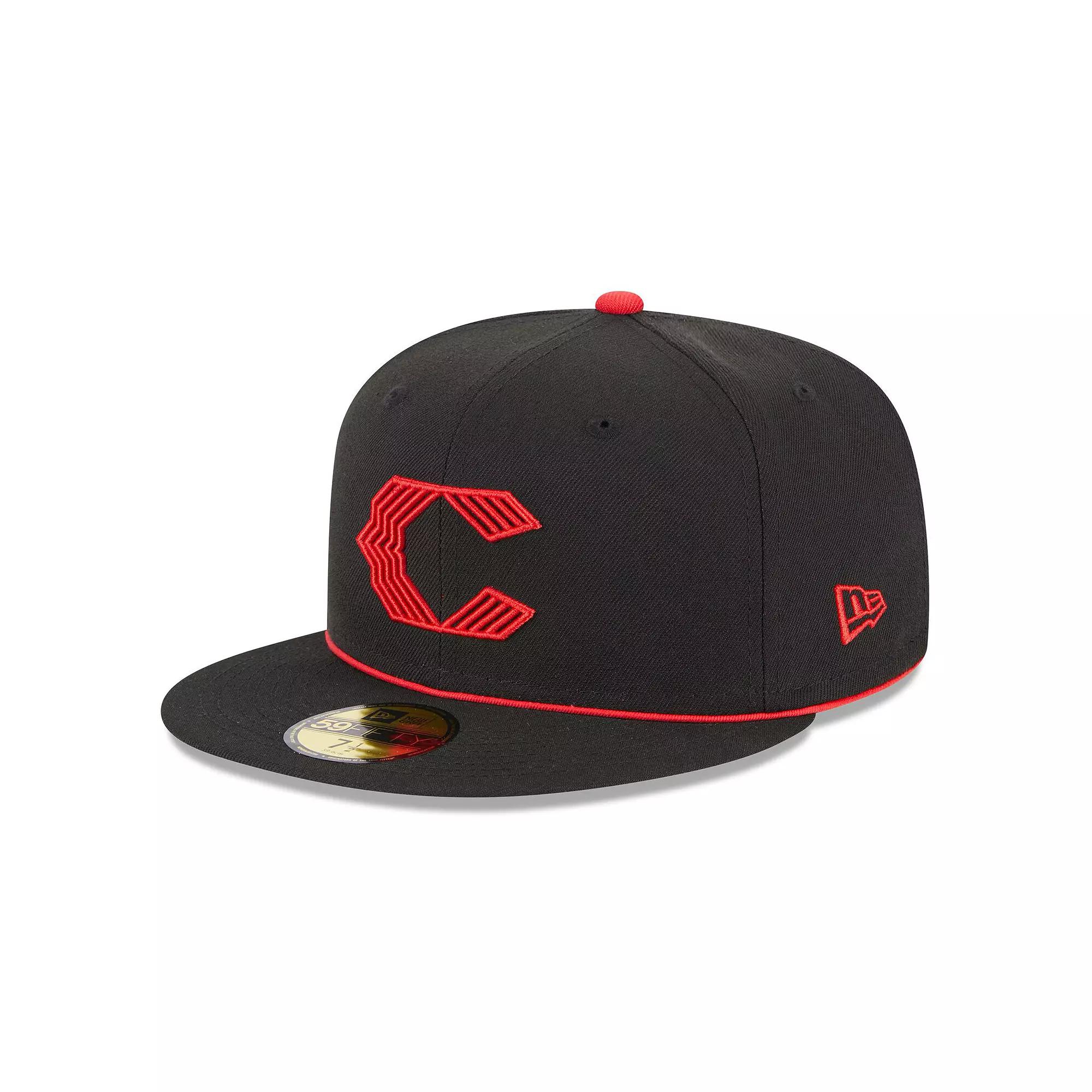 Men's New Era  Black Cincinnati Reds 2023 City Connect 59FIFTY Fitted Hat, Size: 7 1/8, Red Black Product Image