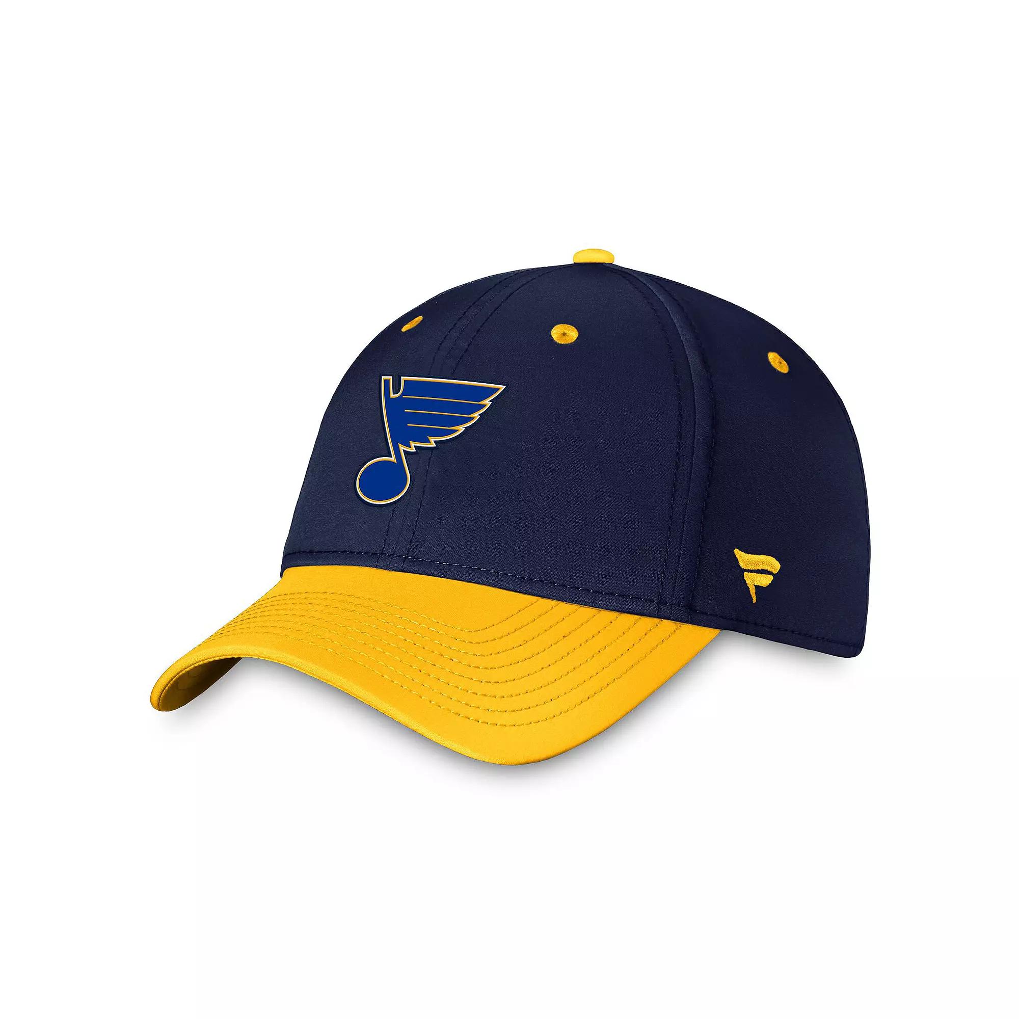 Men's Fanatics Branded  Navy/Gold St. Louis Blues Authentic Pro Rink Two-Tone Flex Hat, Size: Small/Medium Product Image