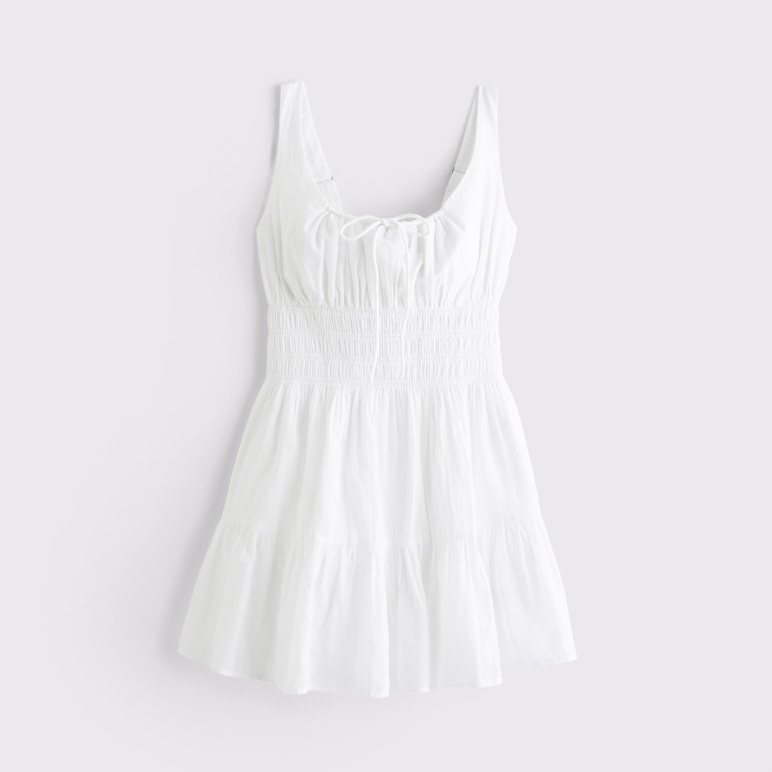 Smocked Tie-Front Mini Dress Product Image