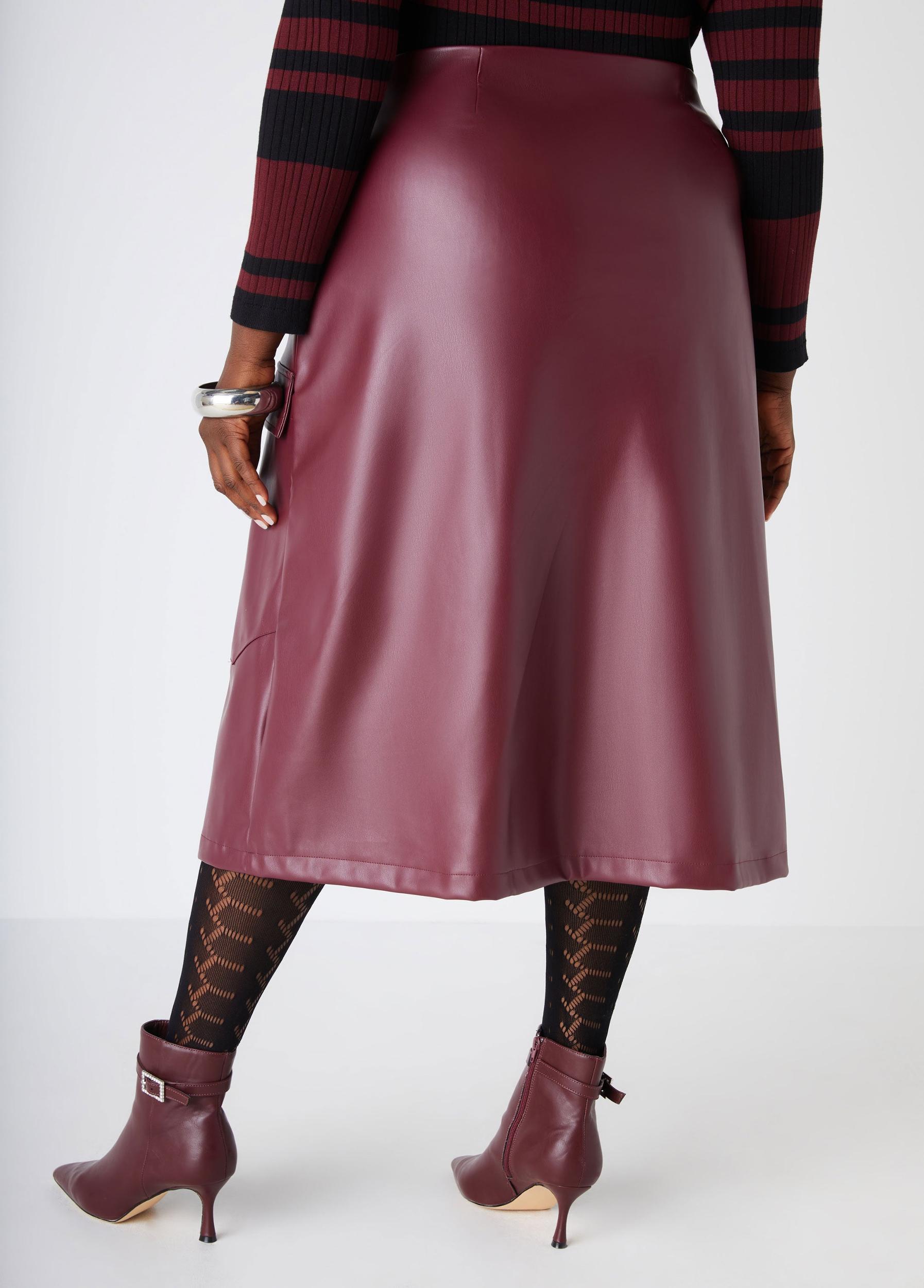 Faux Leather Midaxi Cargo Skirt Product Image