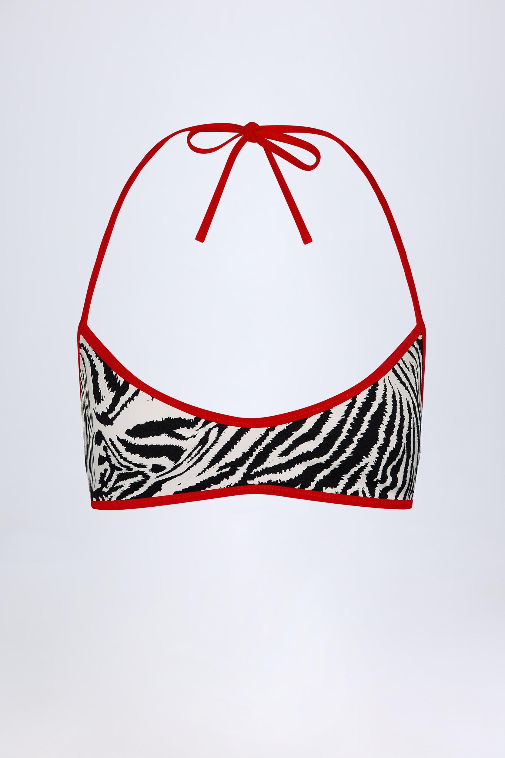 Reversible Halterneck Bikini Top in Zebra Print Product Image