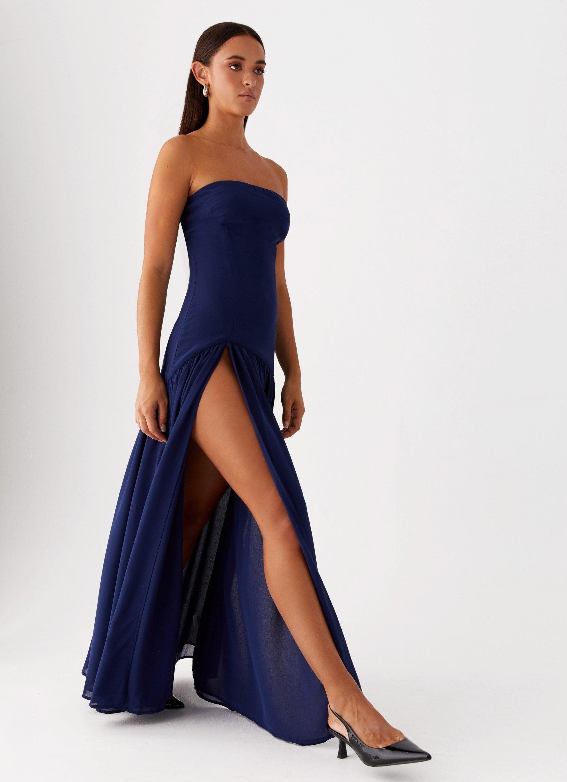 Eden Strapless Maxi Dress - Navy Product Image