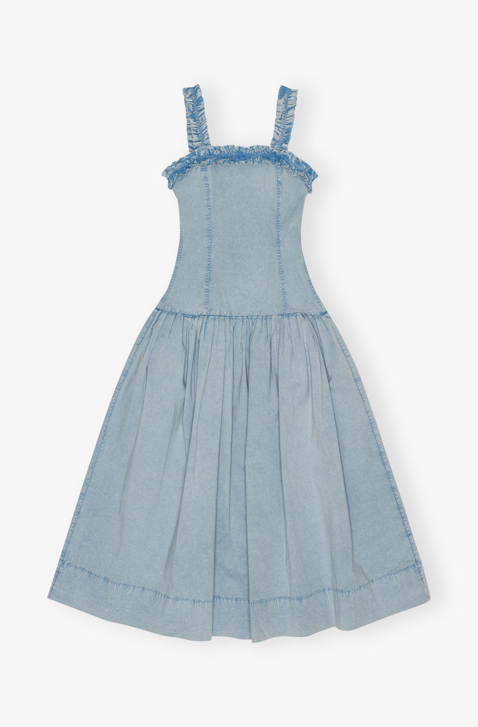 Blue Washed Stretch Cotton Corset Dress Product Image