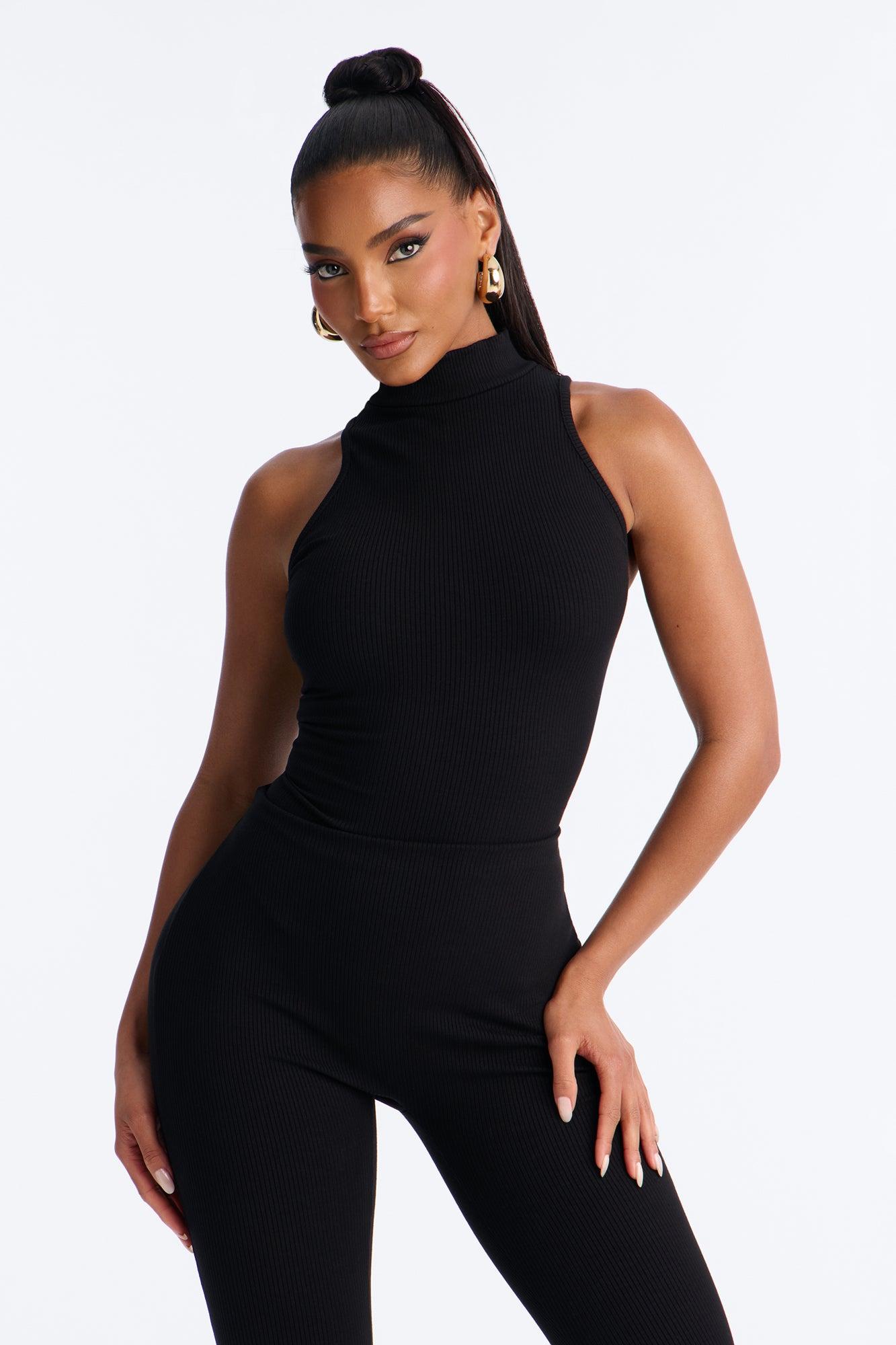 Maribel Sleeveless Snatched Capri Jumpsuit - Black Female Product Image