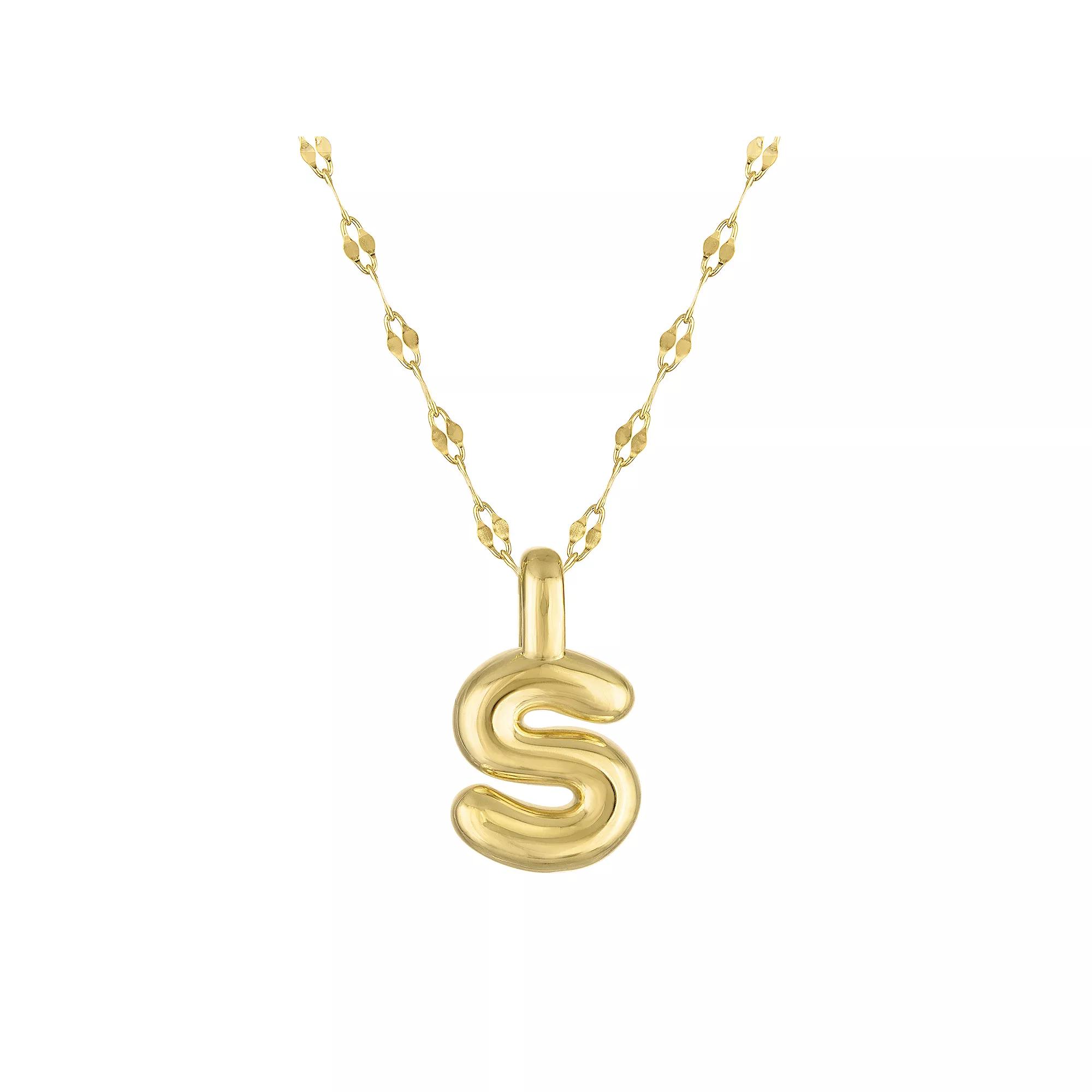 Junior Jewels 14k Gold Over Silver Bubble Initial Pendant Necklace, Women's, Size: 15.5", Gold Tone S Product Image