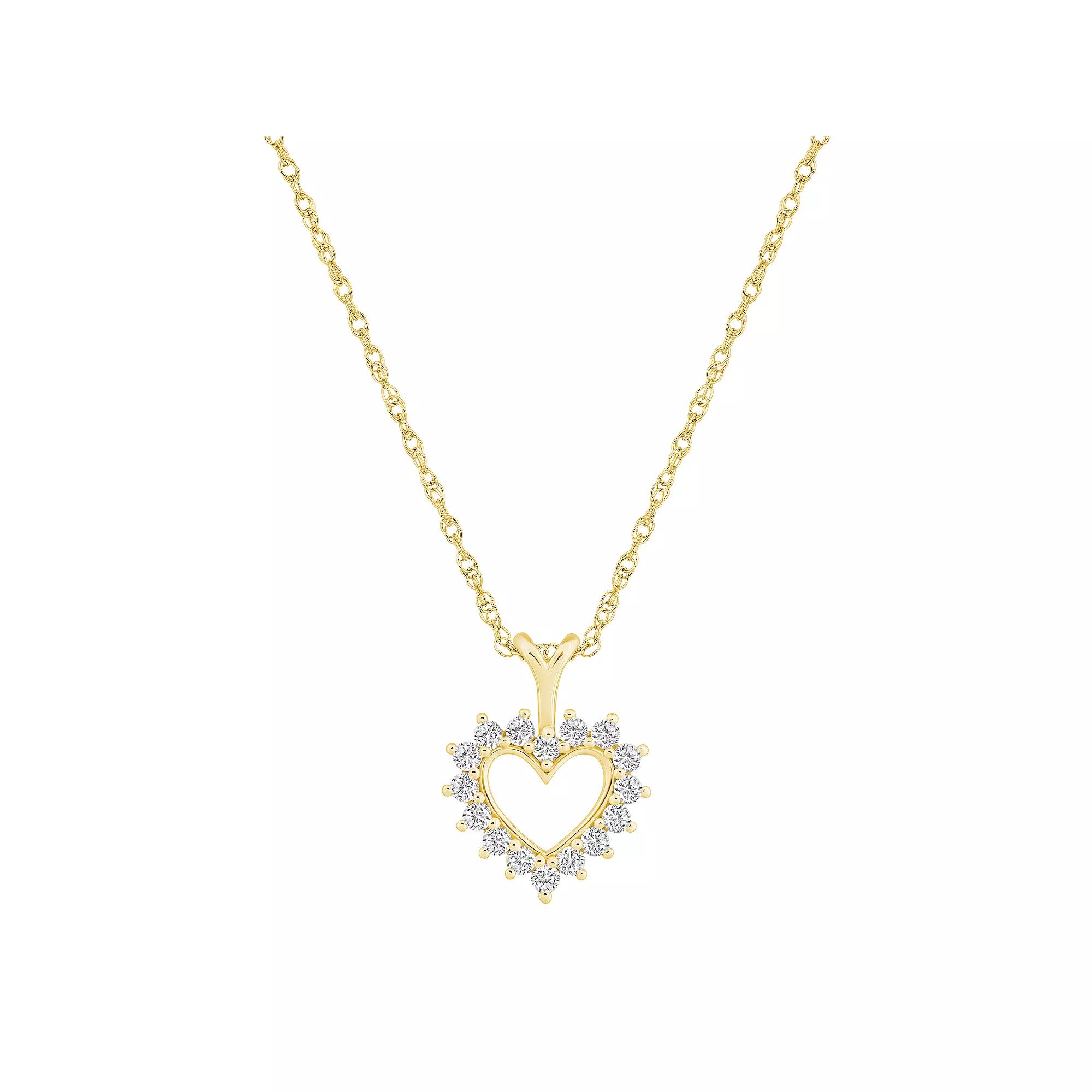 Alyson Layne 14k Gold 1/4 Carat T.W. Diamond Open Heart Pendant Necklace, Women's, Size: 18" Product Image