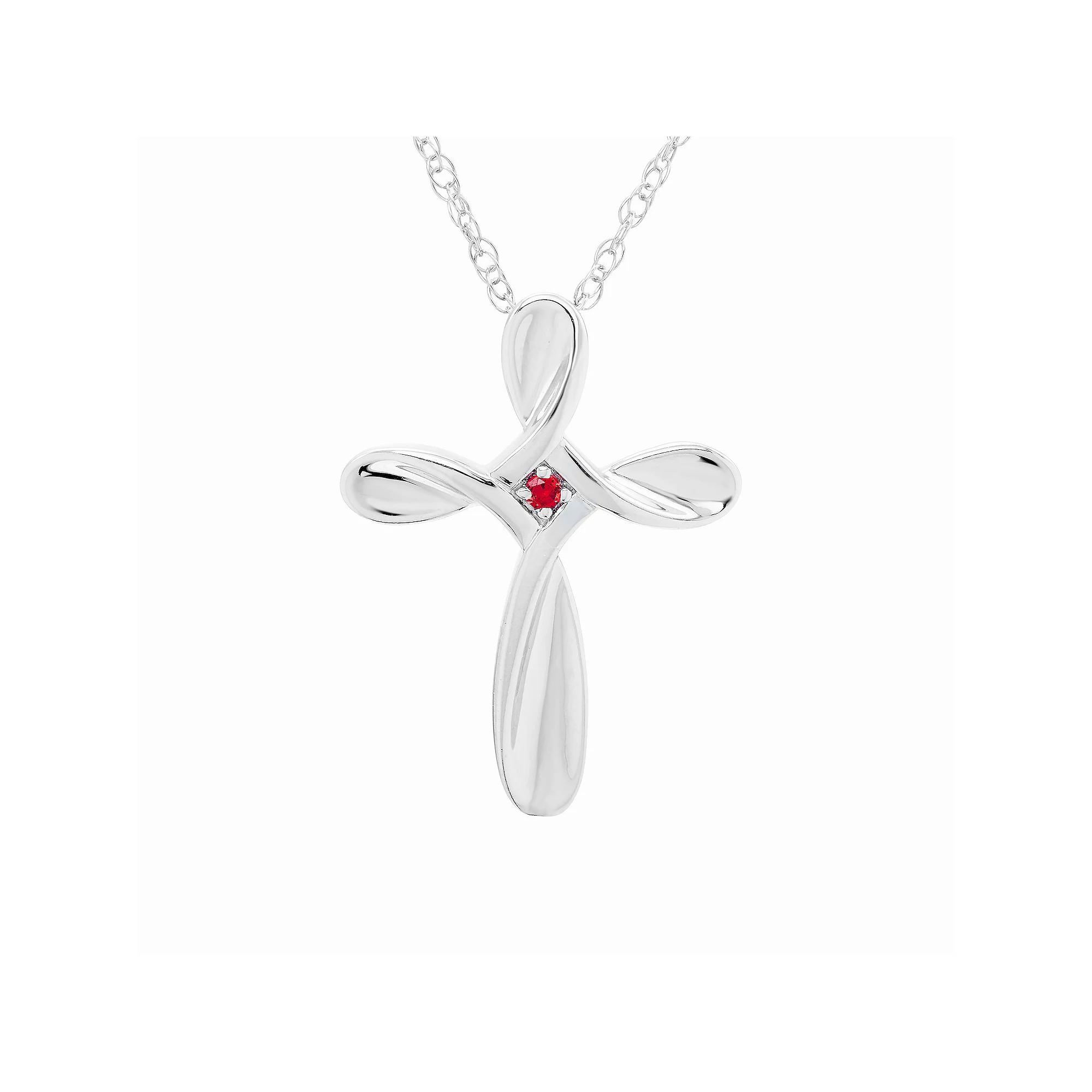 Boston Bay Diamonds Sterling Silver Lab-Created Blue Sapphire Cross Pendant Necklace, Womens Product Image