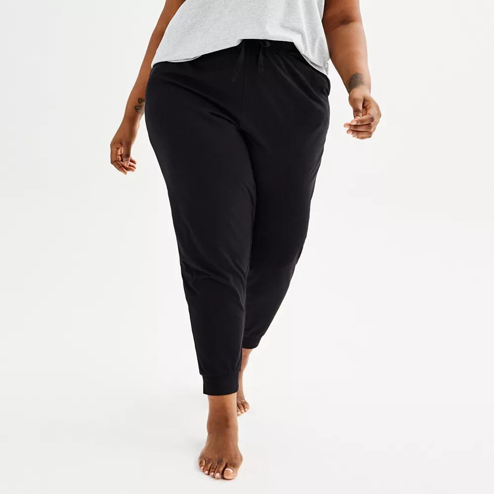 Plus Size Sonoma Goods For Life® Cotton Modal Cuffed Sleep Pants, Women's, Size: 1XL, Mineral Black Product Image