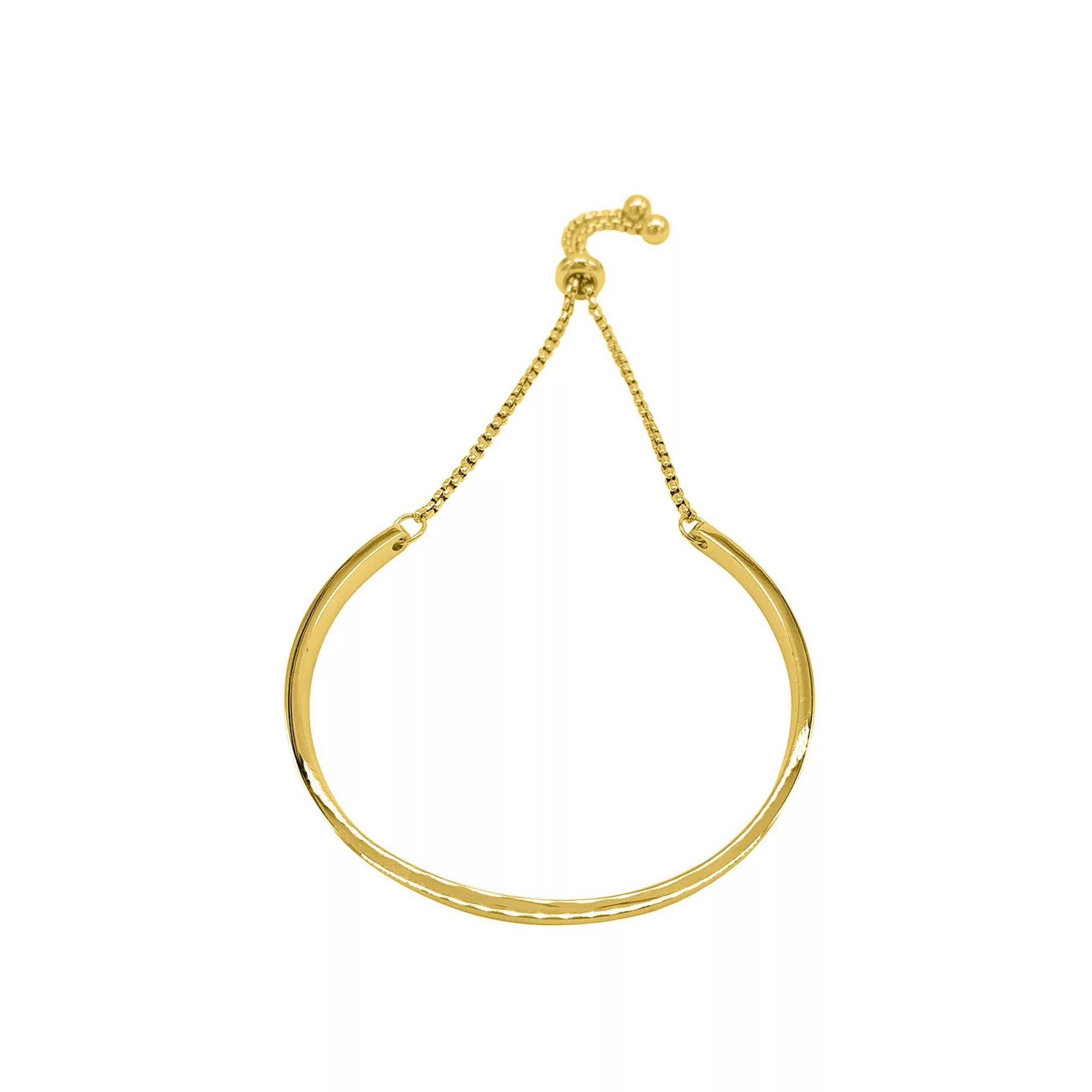 Adornia 14k Gold Plated Curved Bar Slider Bracelet, Women's, Size: 5-9" ADJ, Gold Tone Product Image