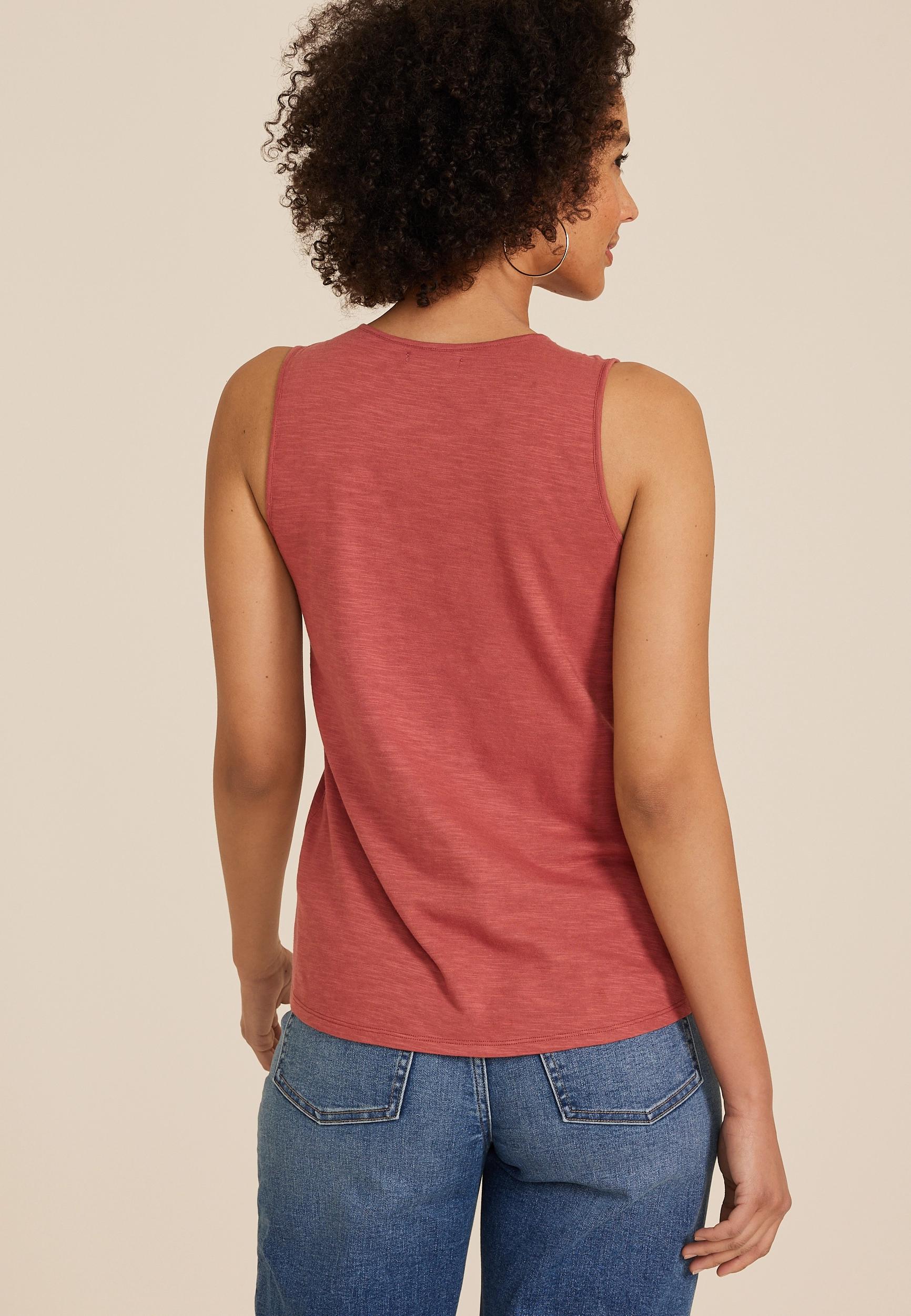 Studded Lattice V Neck Tank Top Product Image