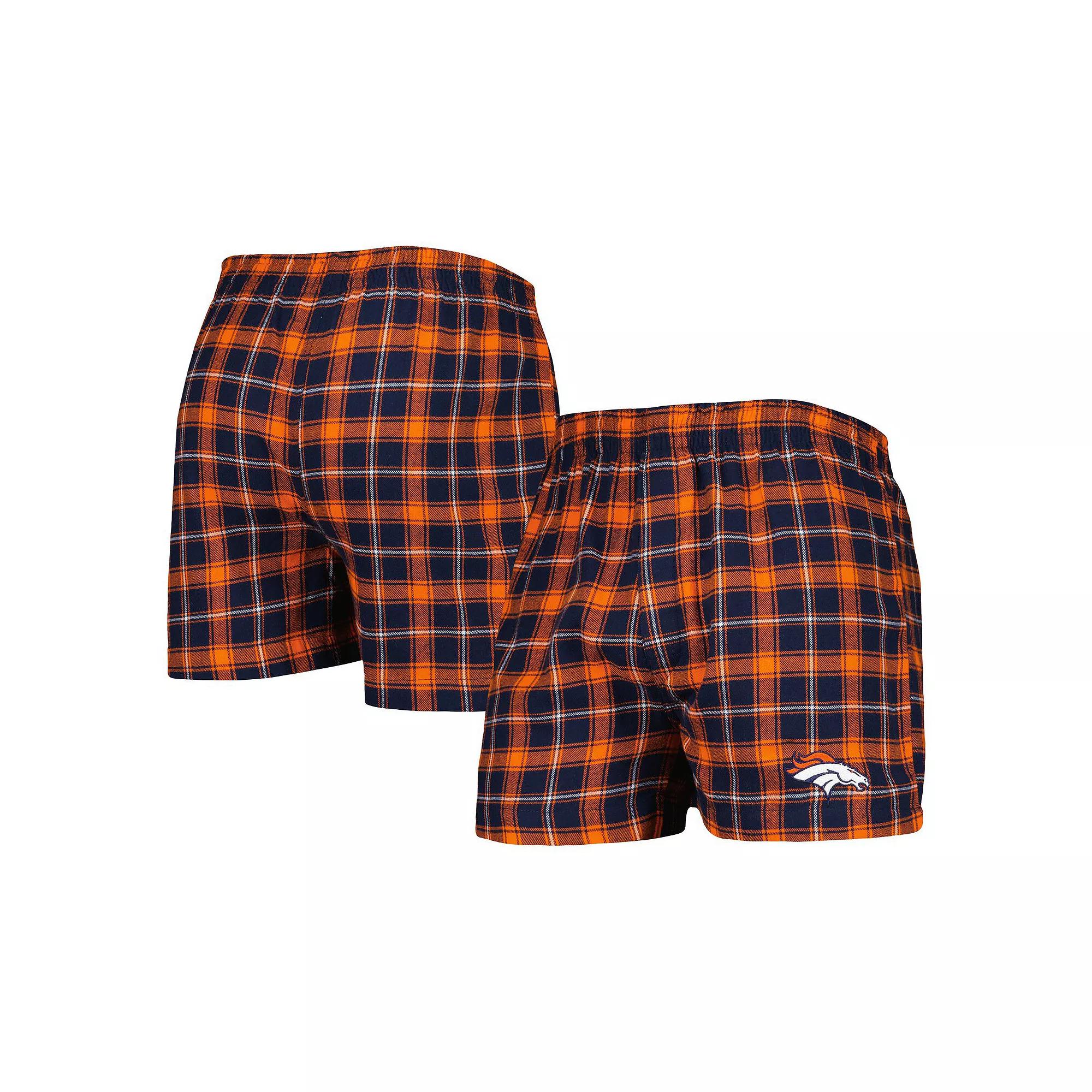 Men's Concepts Sport Navy/Orange Denver Broncos Ledger Flannel Boxers, Size: 2XL, Blue Product Image