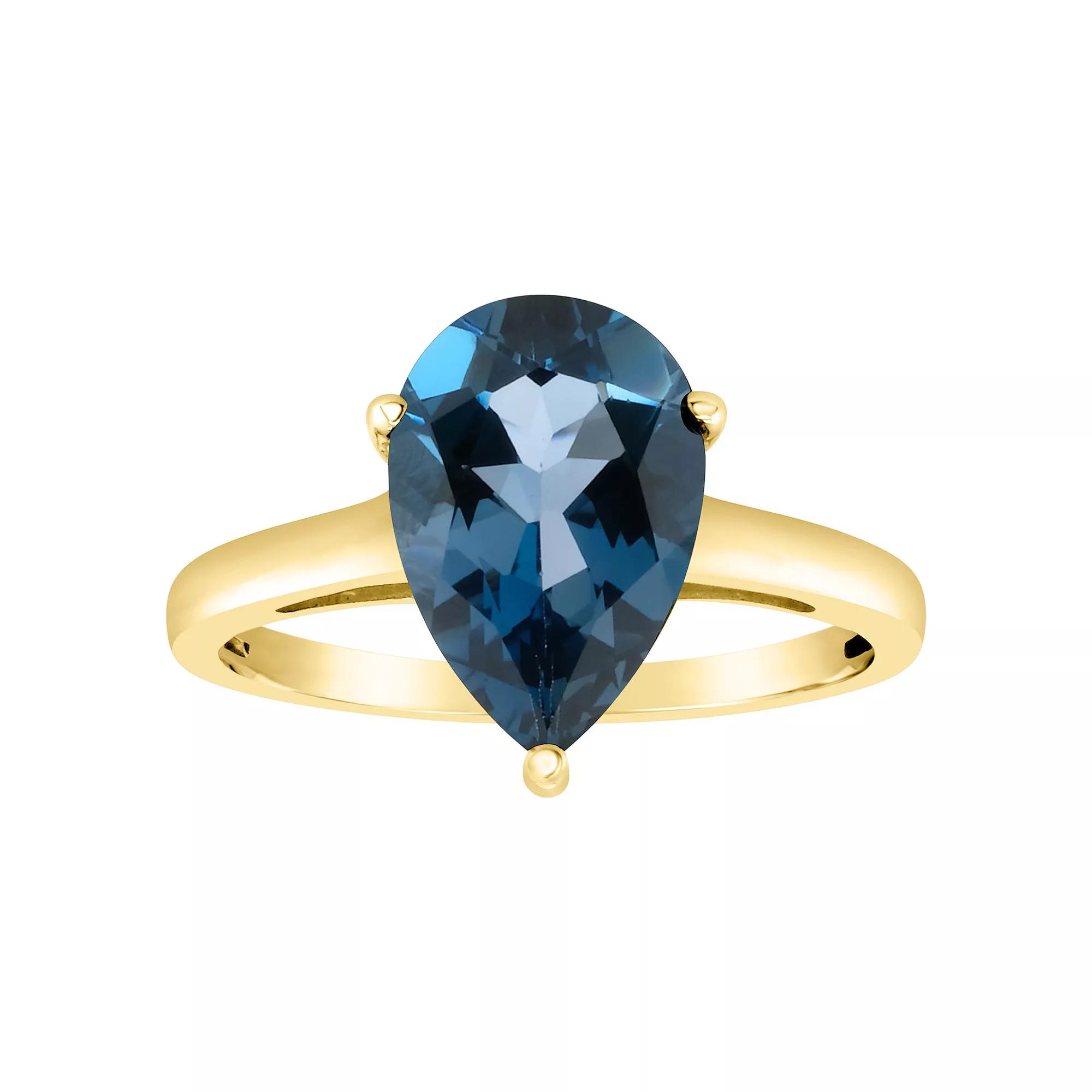 Alyson Layne 14k Gold Pear Cut London Blue Topaz Solitaire Ring, Women's, Size: 7, 14k White Gold Product Image