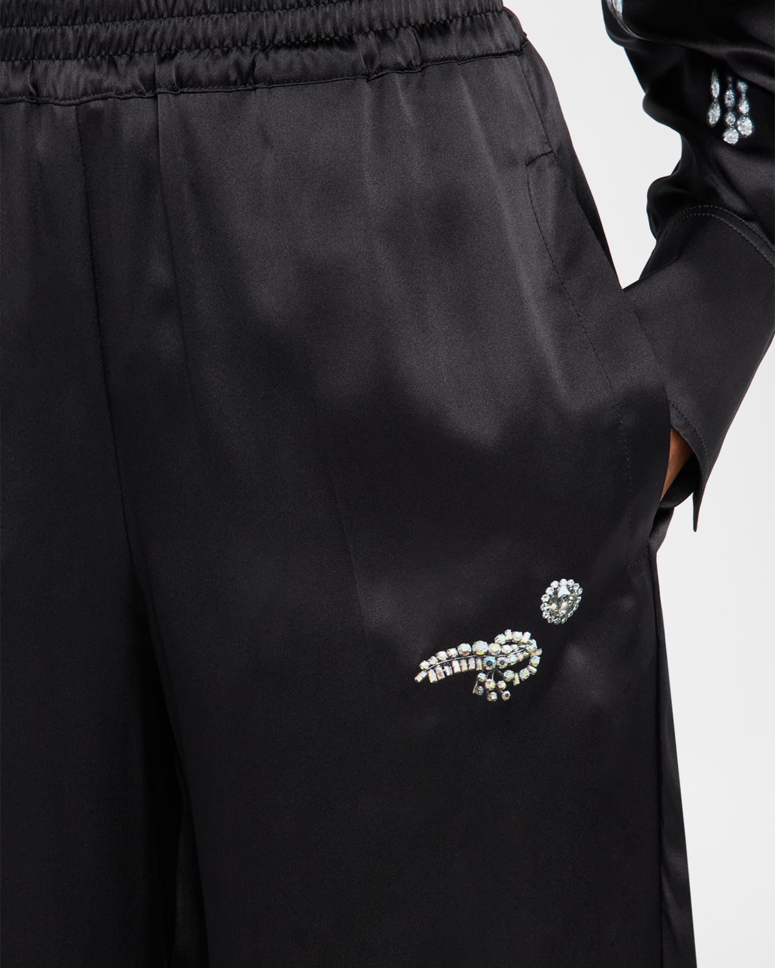 Crystal-Print Silk Straight-Leg Pajama Trousers Product Image