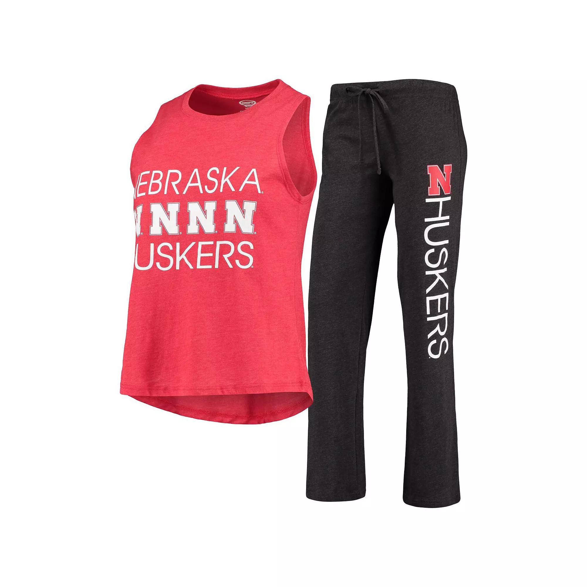 Women's Concepts Sport Scarlet/Black Nebraska Huskers Team Tank Top & Pants Sleep Set, Size: Medium, Red Product Image