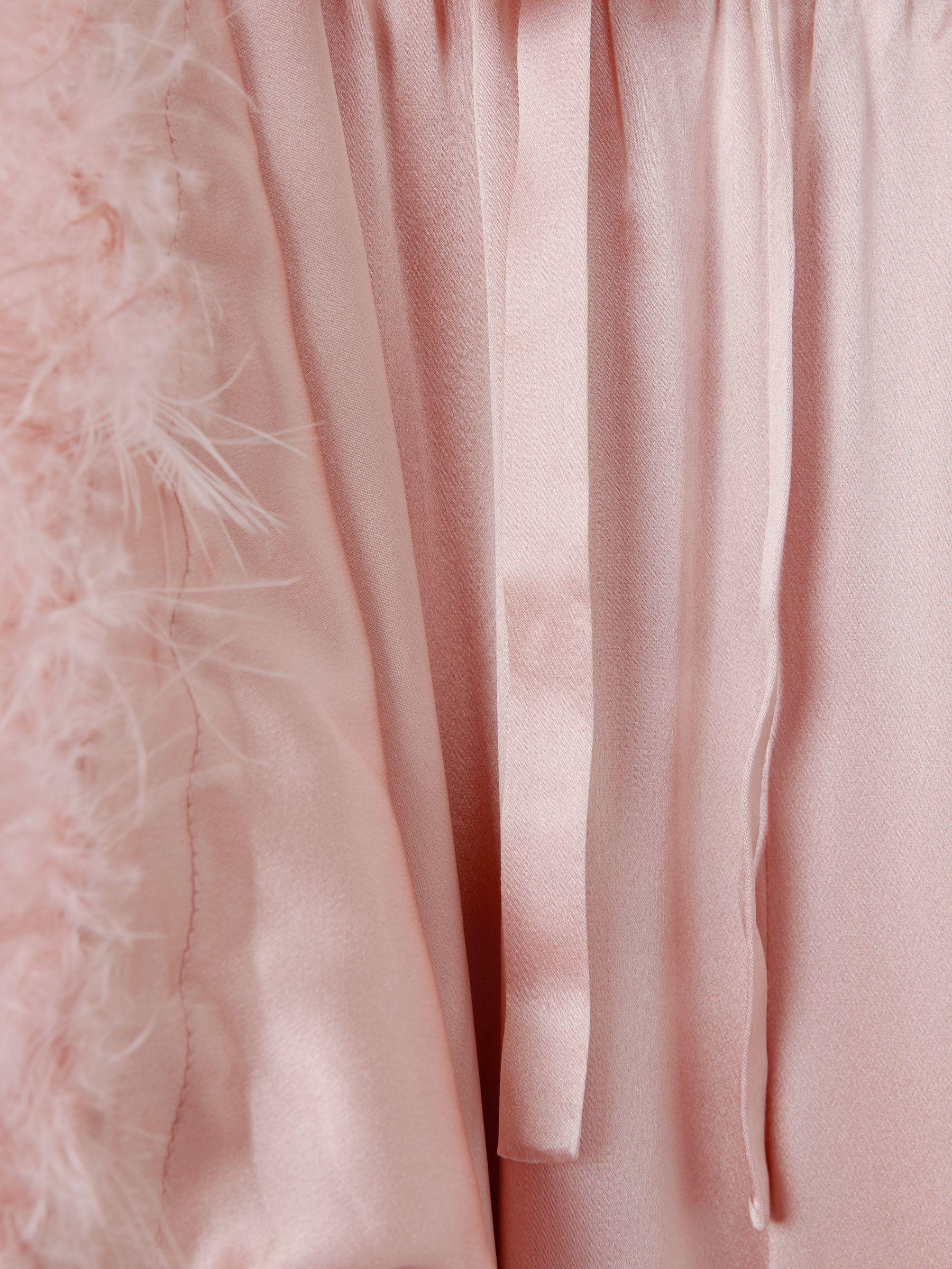 Maison Essentiele Silk Feather Trim Pyjama Bottoms in Blush Product Image