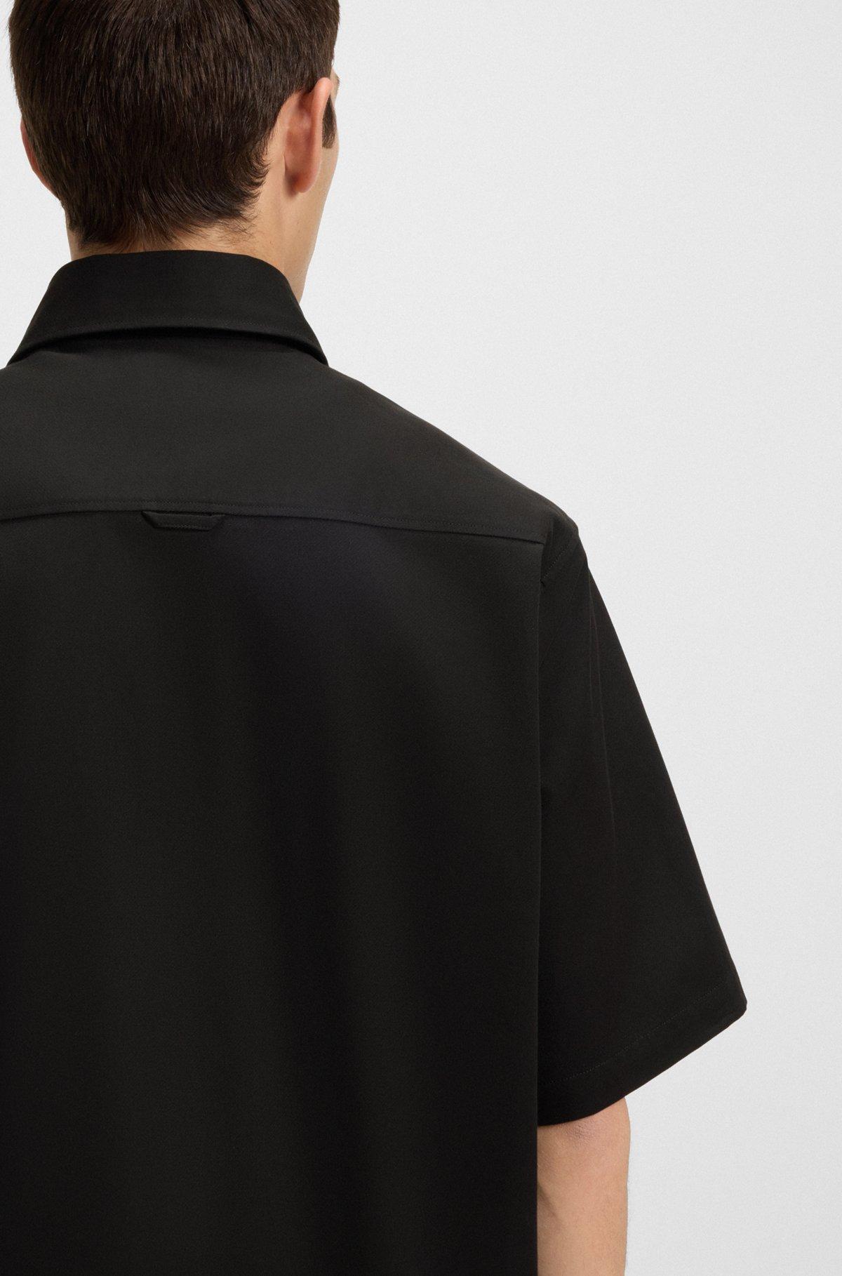 HUGO - Oversize fit shirt with zip-up front - Black Product Image