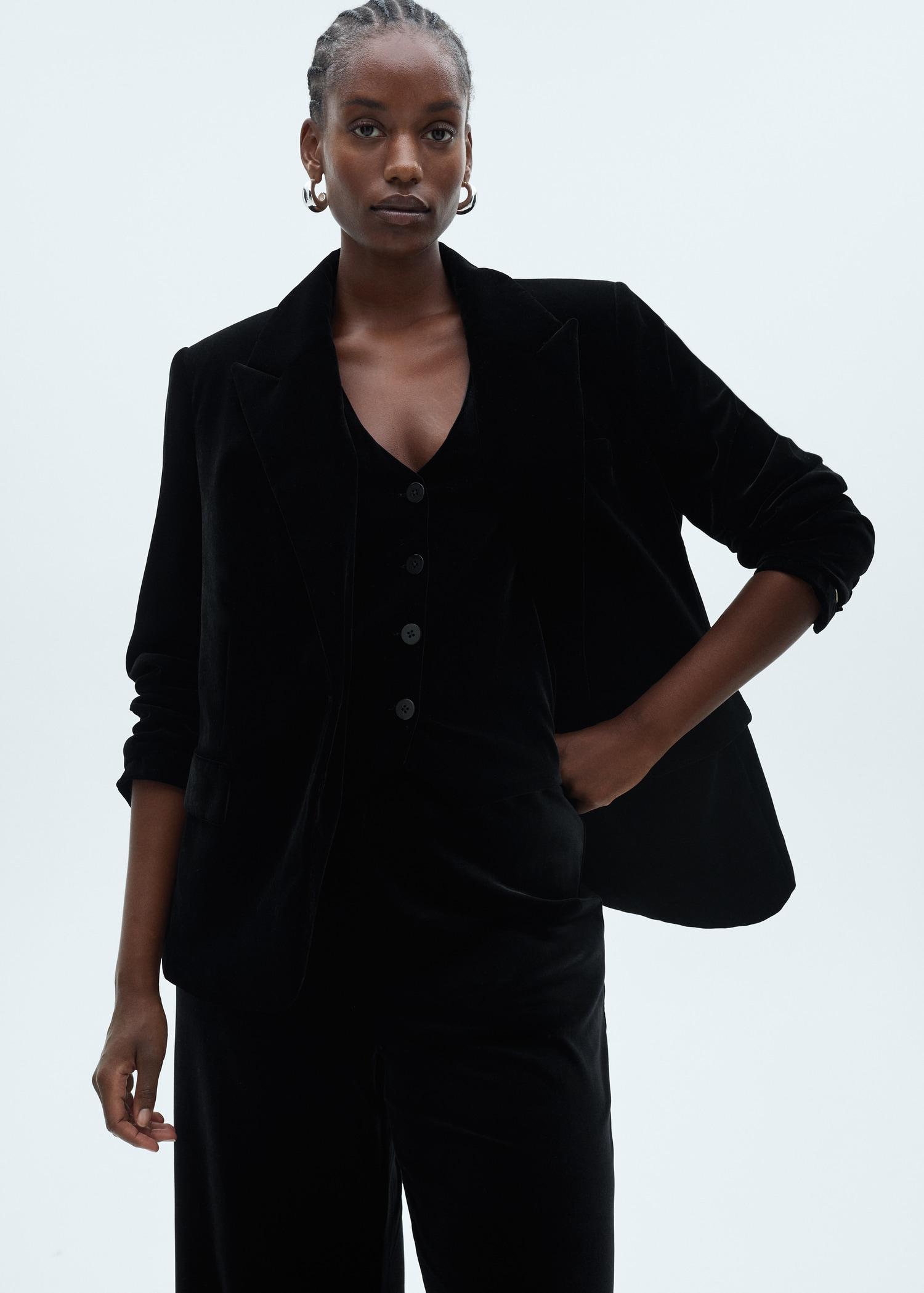 Structured velvet jacket - Women | MANGO USA Product Image