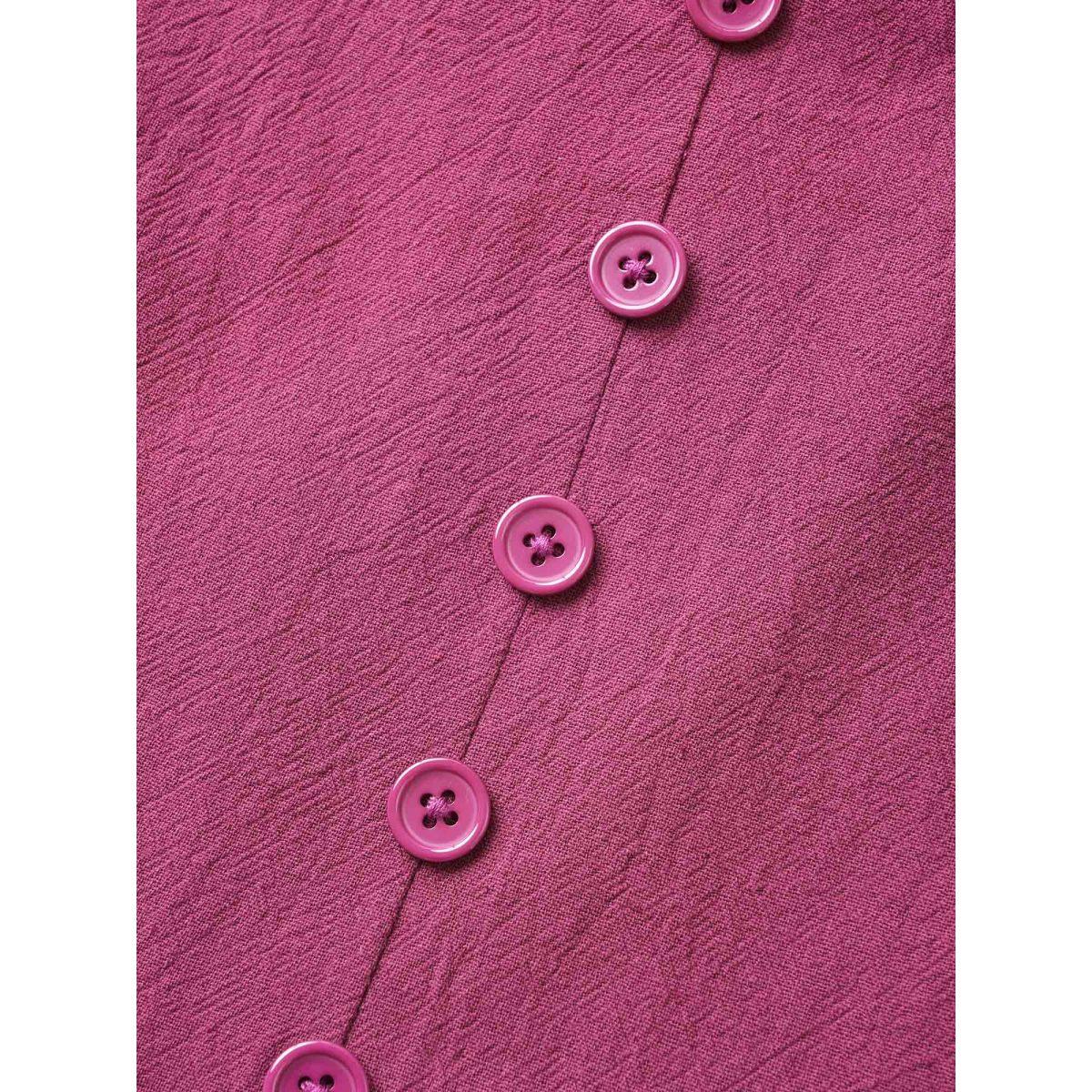 Plus Size Cotton Square Neckline Midi Dress RedViolet Women Elegant Texture Heart neckline Short sleeve Curvy BloomChic 28/5X Product Image