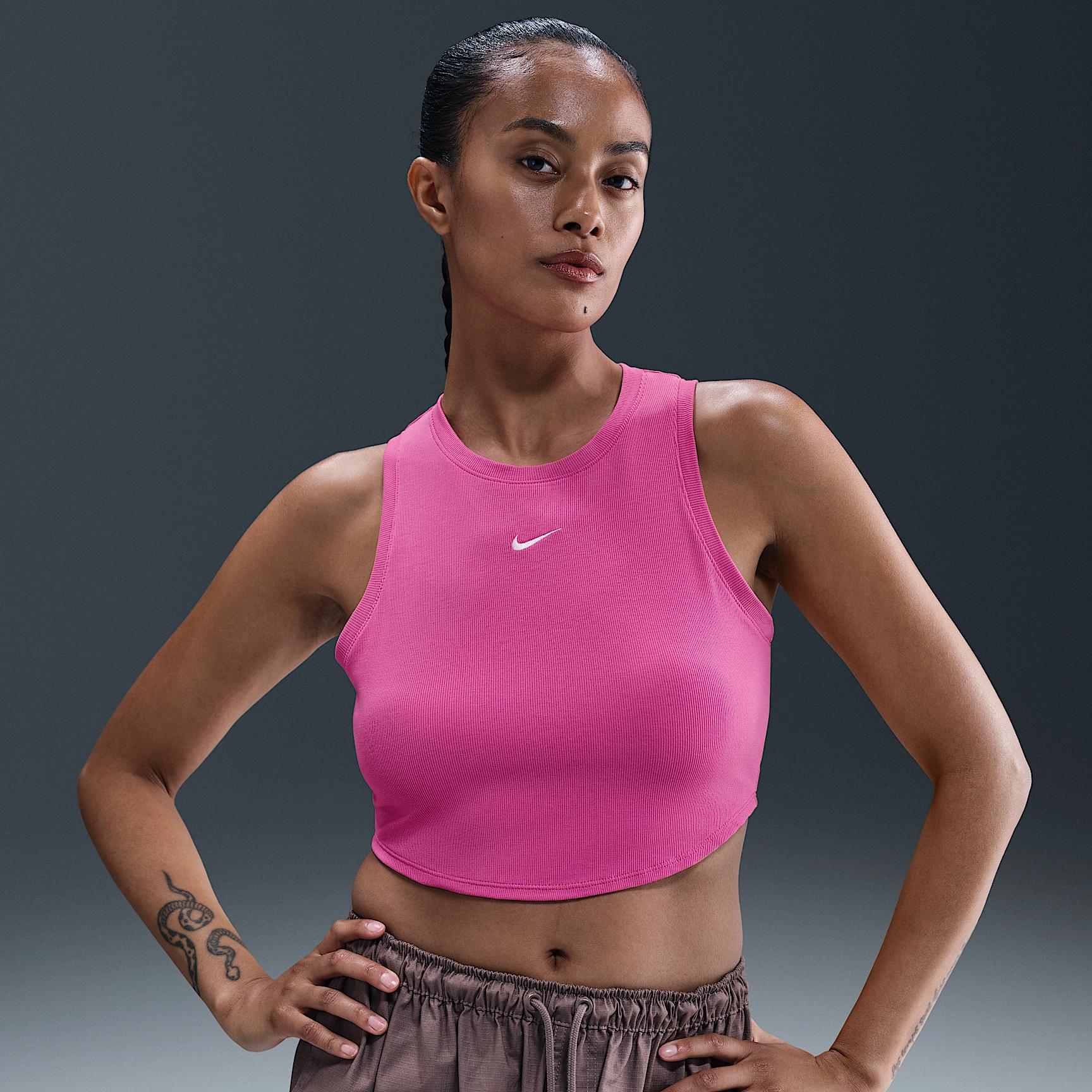 Womens Nike Sportswear Chill Knit Tight Cropped Mini-Rib Tank Top | FB8279-675 Product Image