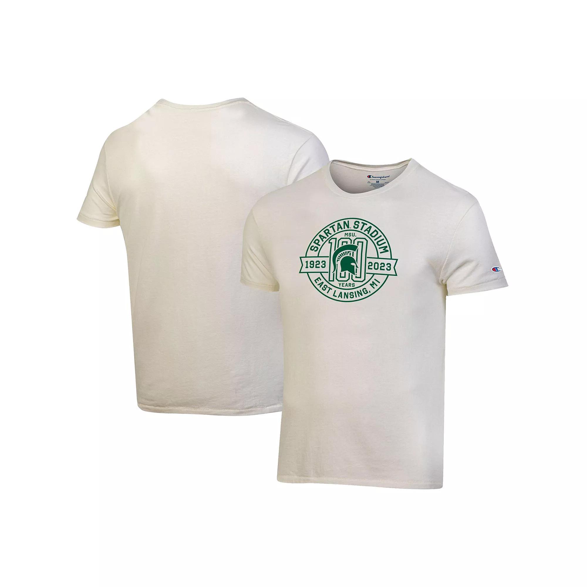 Men's Champion White Michigan State Spartans 100th Anniversary Spartan Stadium T-Shirt,  Product Image