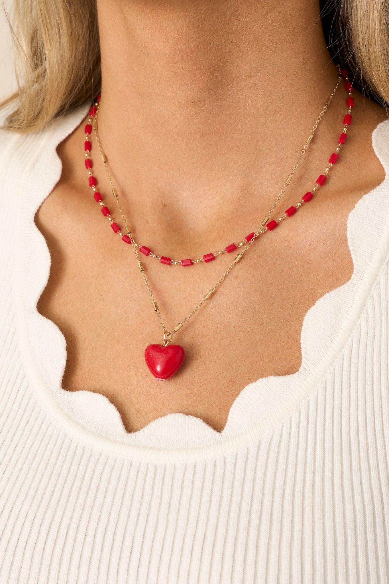 Keep Up Red Heart Pendant Necklace Product Image