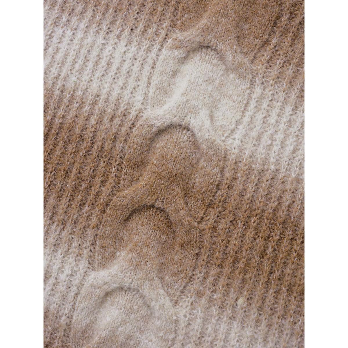 Plus Size Crew Neck Textured Drop Shoulder Pullover Yellowishbrown Women Casual Loose Long Sleeve Round Neck Everyday Pullovers BloomChic 26/4X Product Image