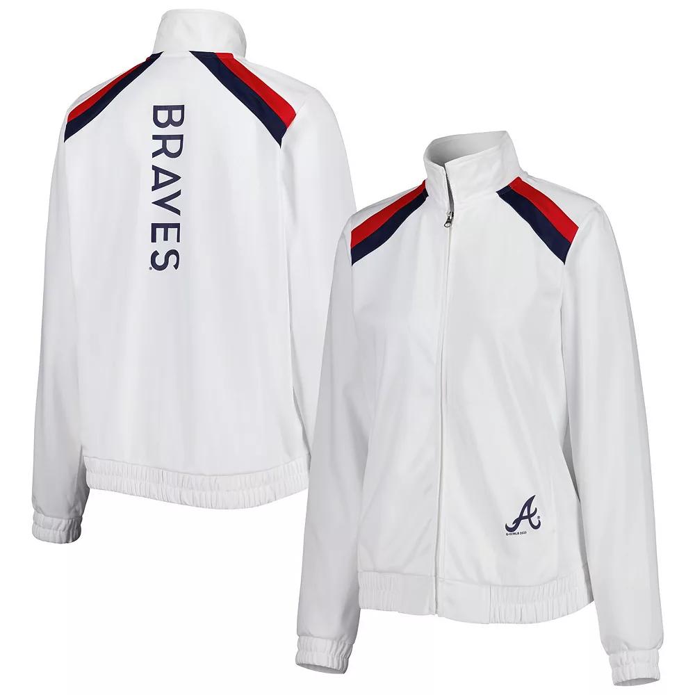 Women's G-III 4Her by Carl Banks White Atlanta Braves Red Flag Full-Zip Track Jacket,  Product Image
