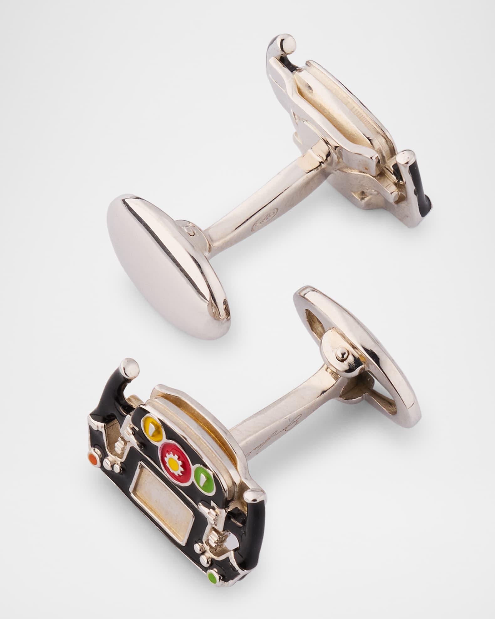 Mens Race Car Dashboard Enamel and Sterling Silver Cufflinks Product Image