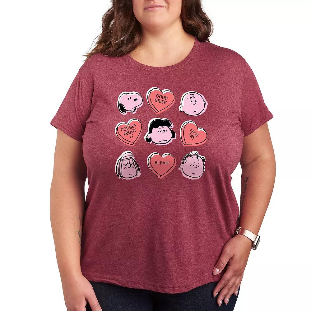 Plus Peanuts Candy Heart Grid Graphic Tee, Women's,  Product Image