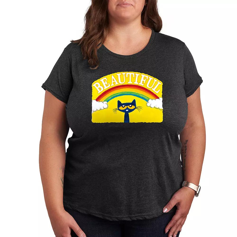 Plus Pete the Cat Beautiful Rainbow Graphic Tee, Women's,  Product Image