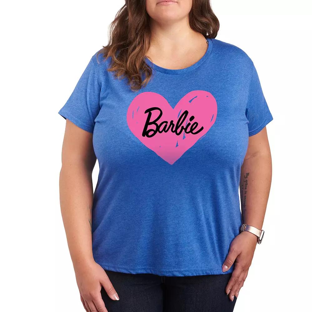Plus Barbie® Hand Painted Heart Logo Graphic Tee, Women's,  Product Image