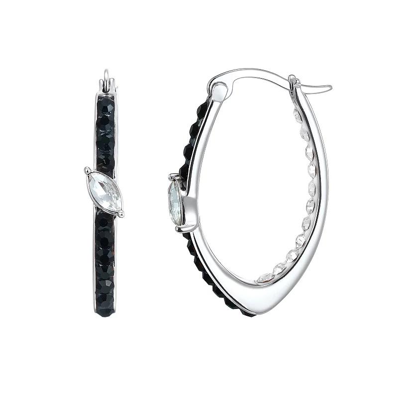 Chrystina Marquis Crystal Center Hoop Earrings, Women's, Silver Tone Product Image