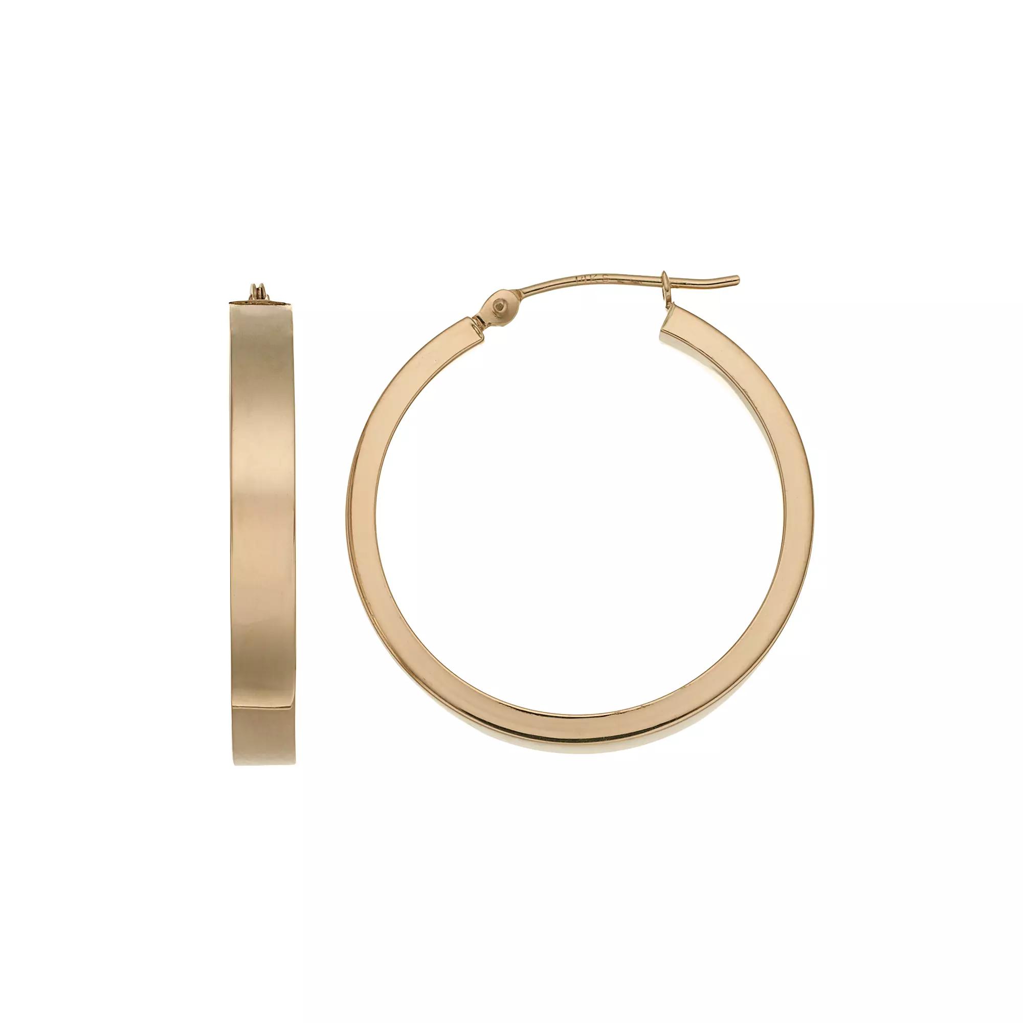 Forever 14K Square Hoop Earrings, Women's, 14k Gold Product Image