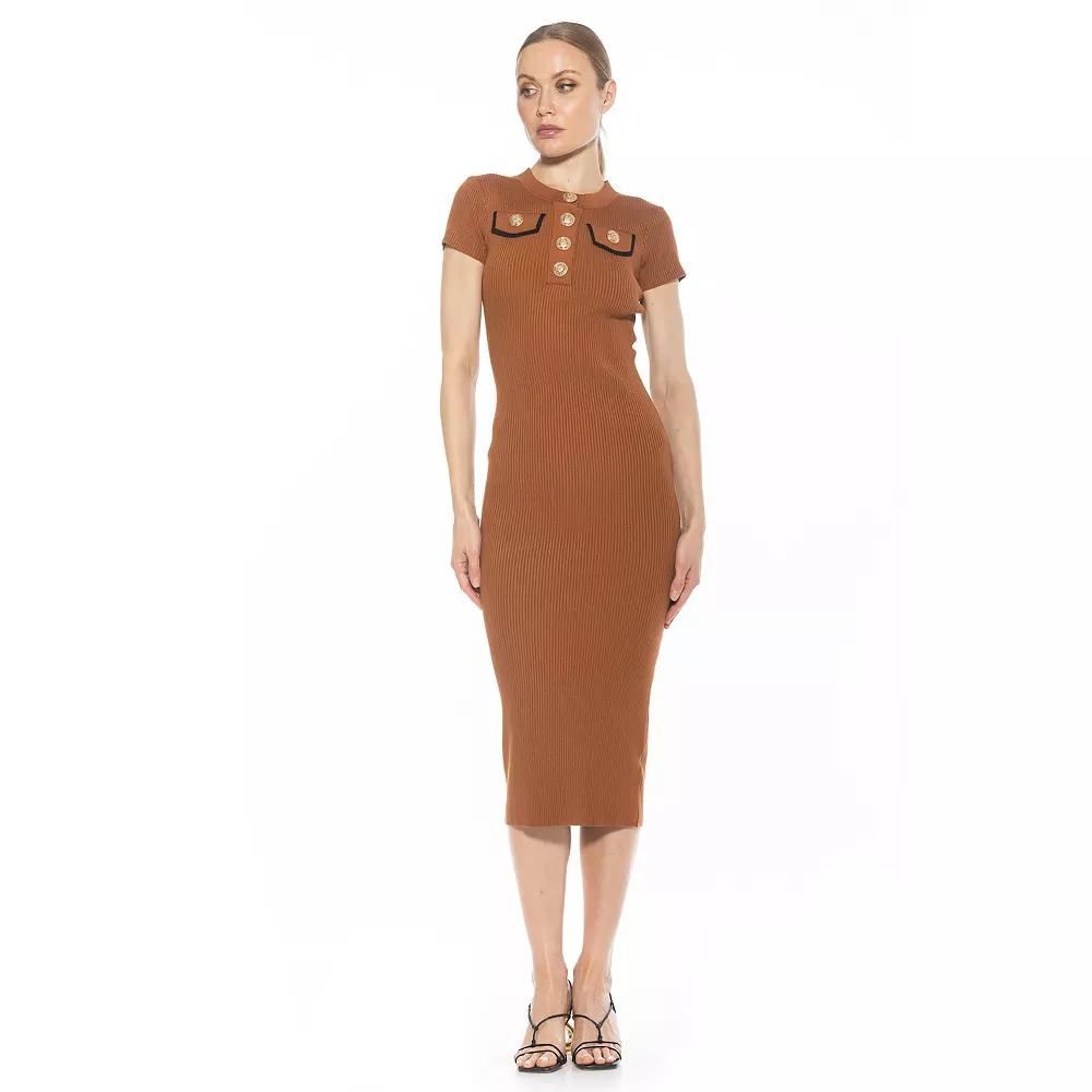 Women's ALEXIA ADMOR Rhys Ribbed Knit Short Sleeve Midi Dress,  Product Image