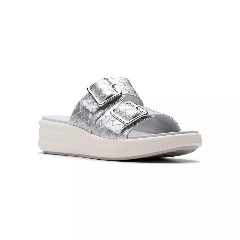 Clarks® Cloudsteppers Drift Women's Buckle Sandals, Size: 7 Medium, Silver Product Image