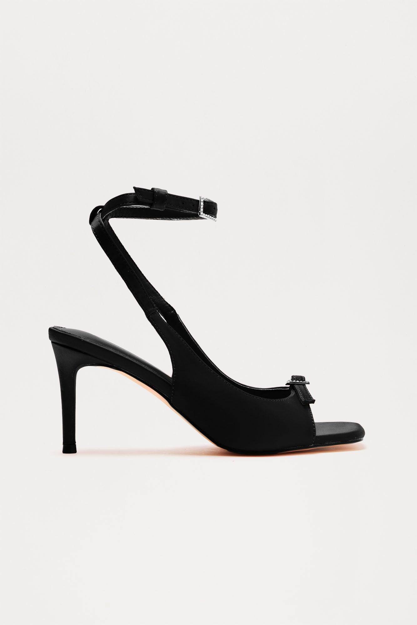 Kiana Embellished Buckle Heels - Black Product Image